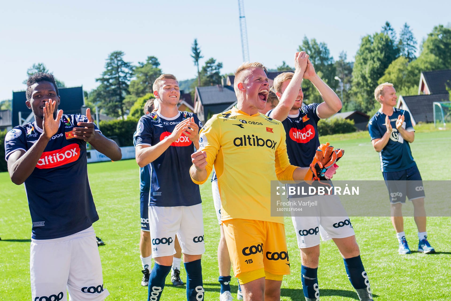 Goalkeeper Amund Wichne of Viking celebrates with his