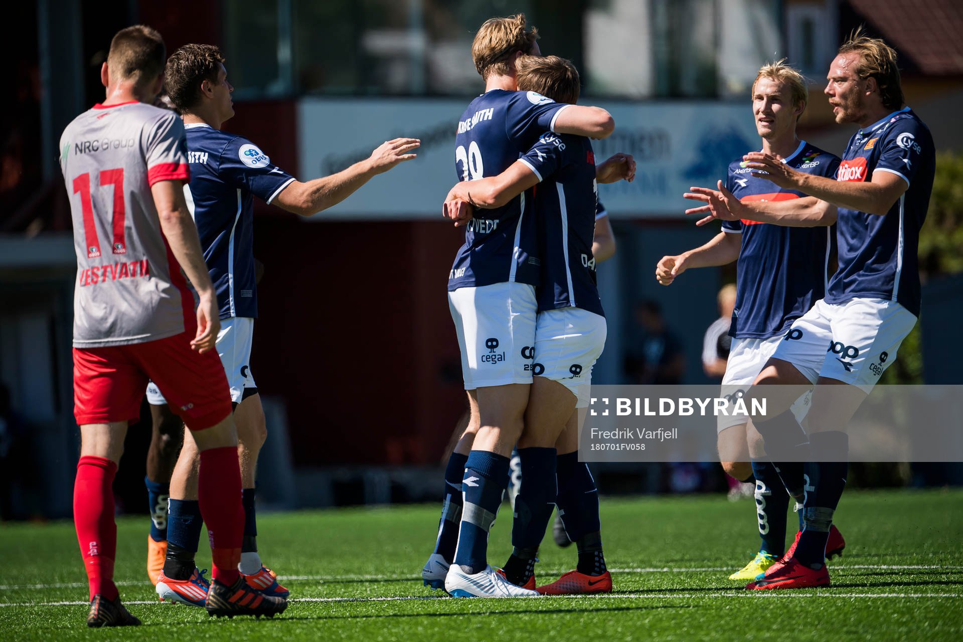 Kristian Thorstvedt of Viking celebrates with his teammates