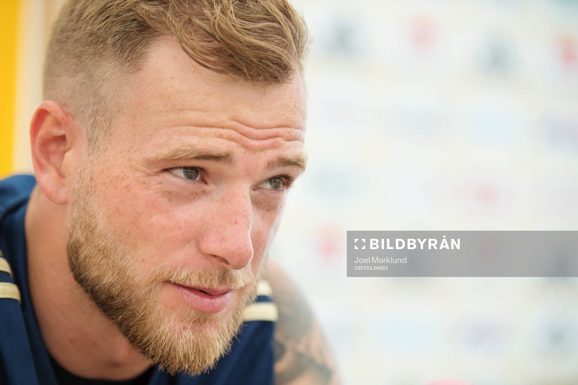 John Guidetti of the Swedish national football team at a