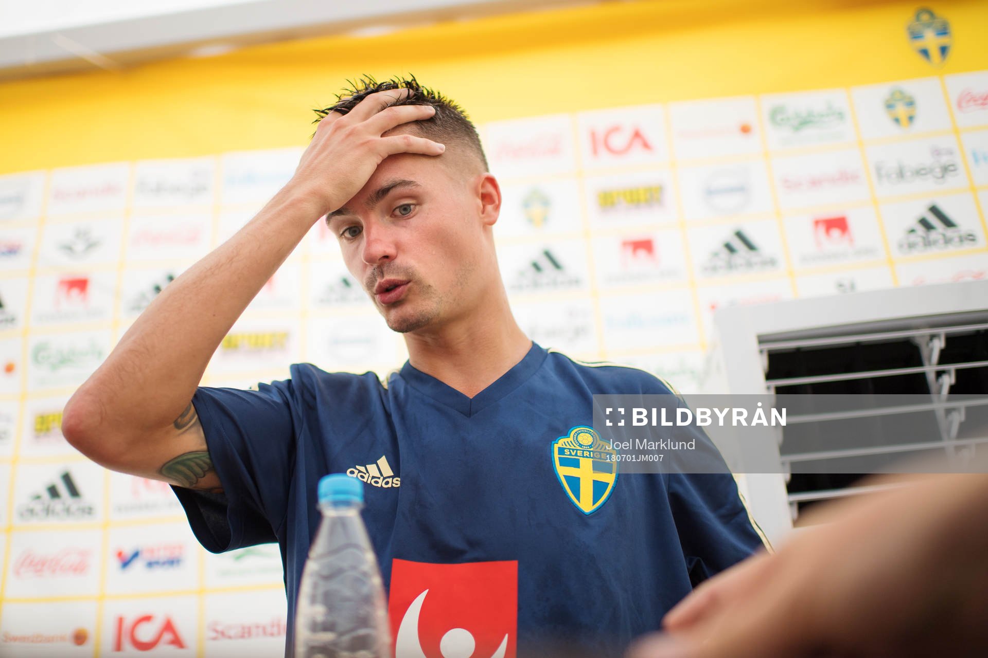 Mikael Lustig of the Swedish national football team at a