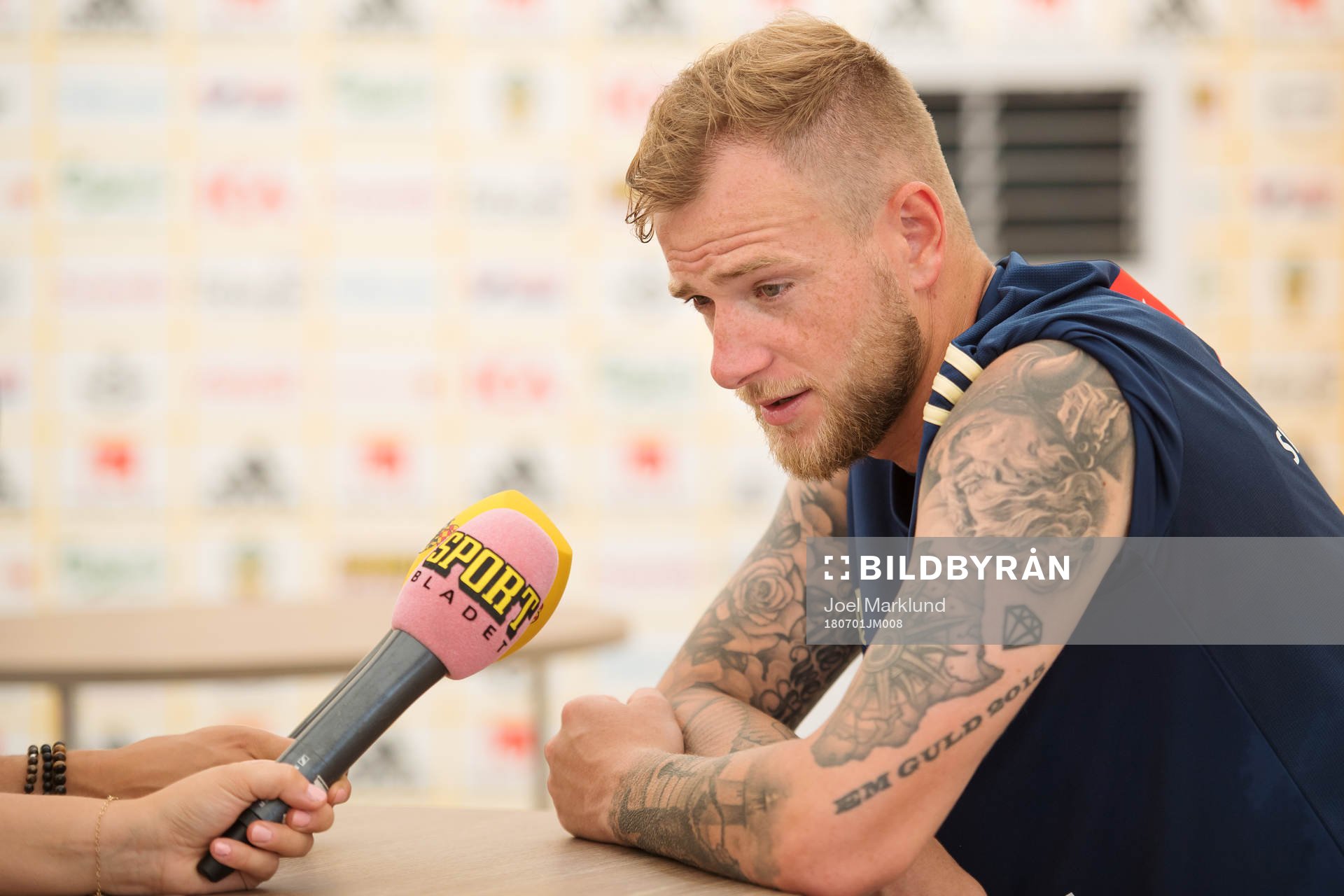 John Guidetti of the Swedish national football team at a