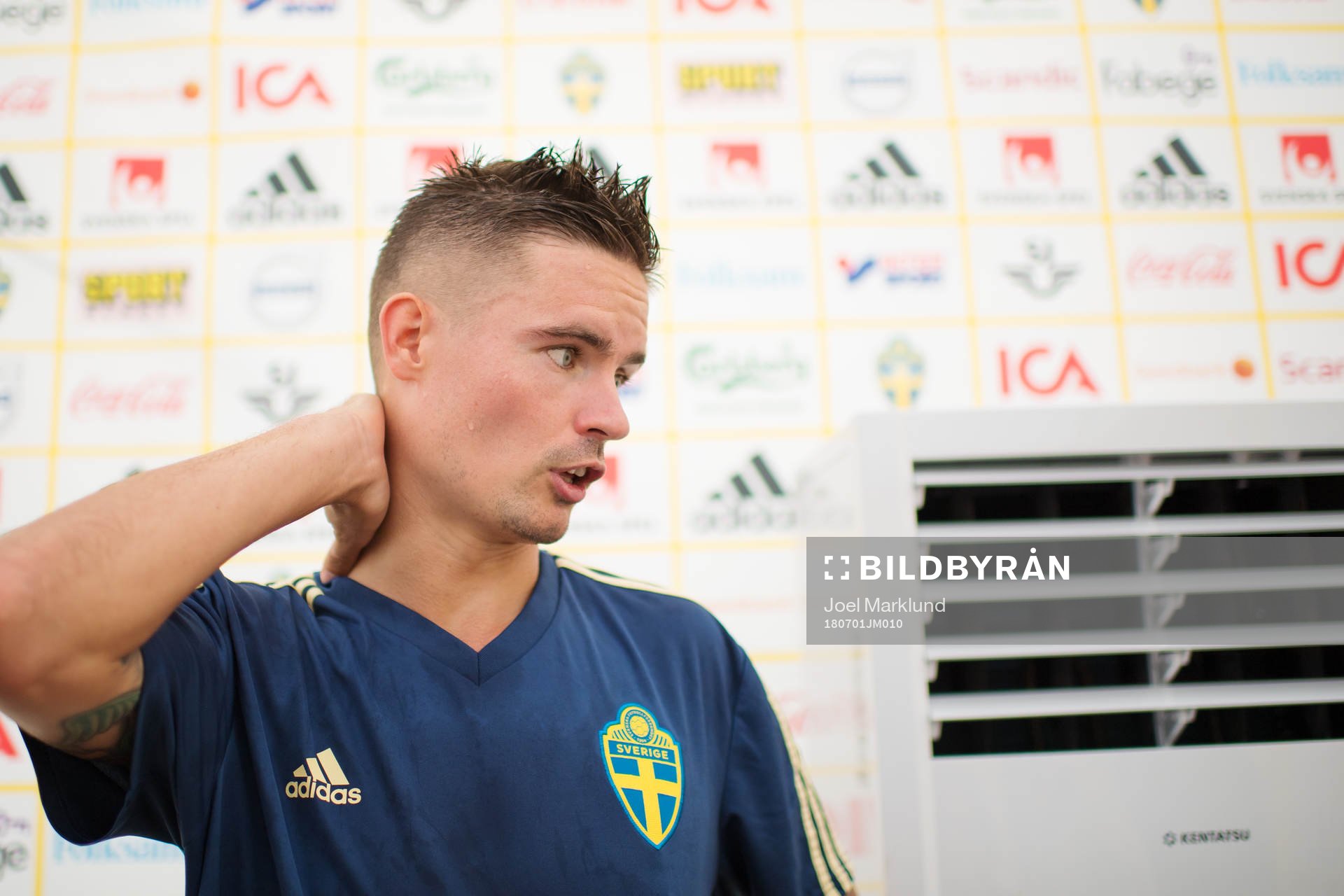 Mikael Lustig of the Swedish national football team at a