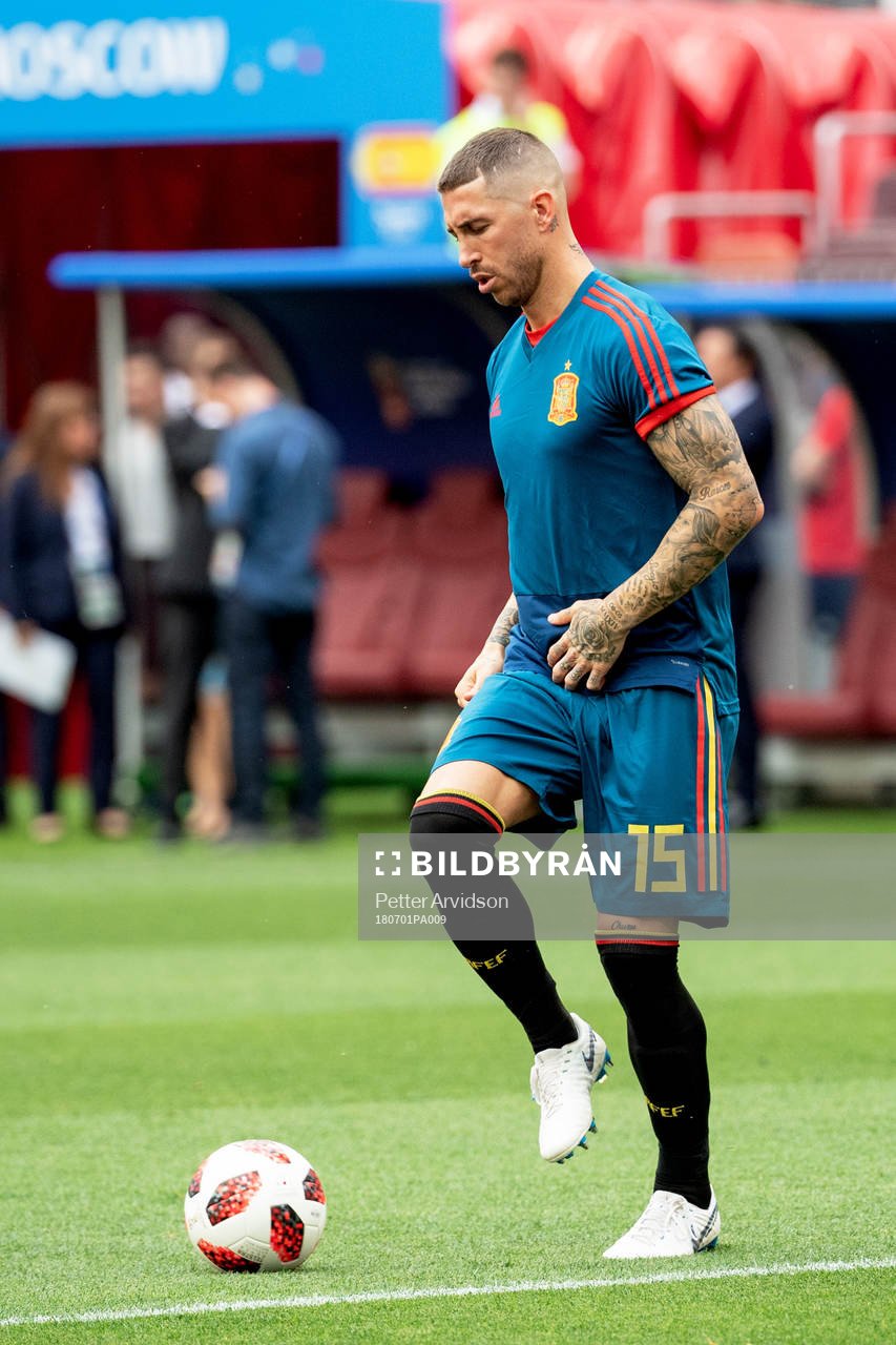 Sergio Ramos of Spain prior to the FIFA World Cup round of