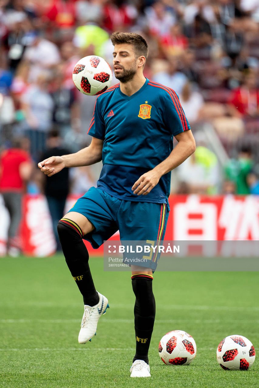 Gerard Pique of Spain prior to the FIFA World Cup round of