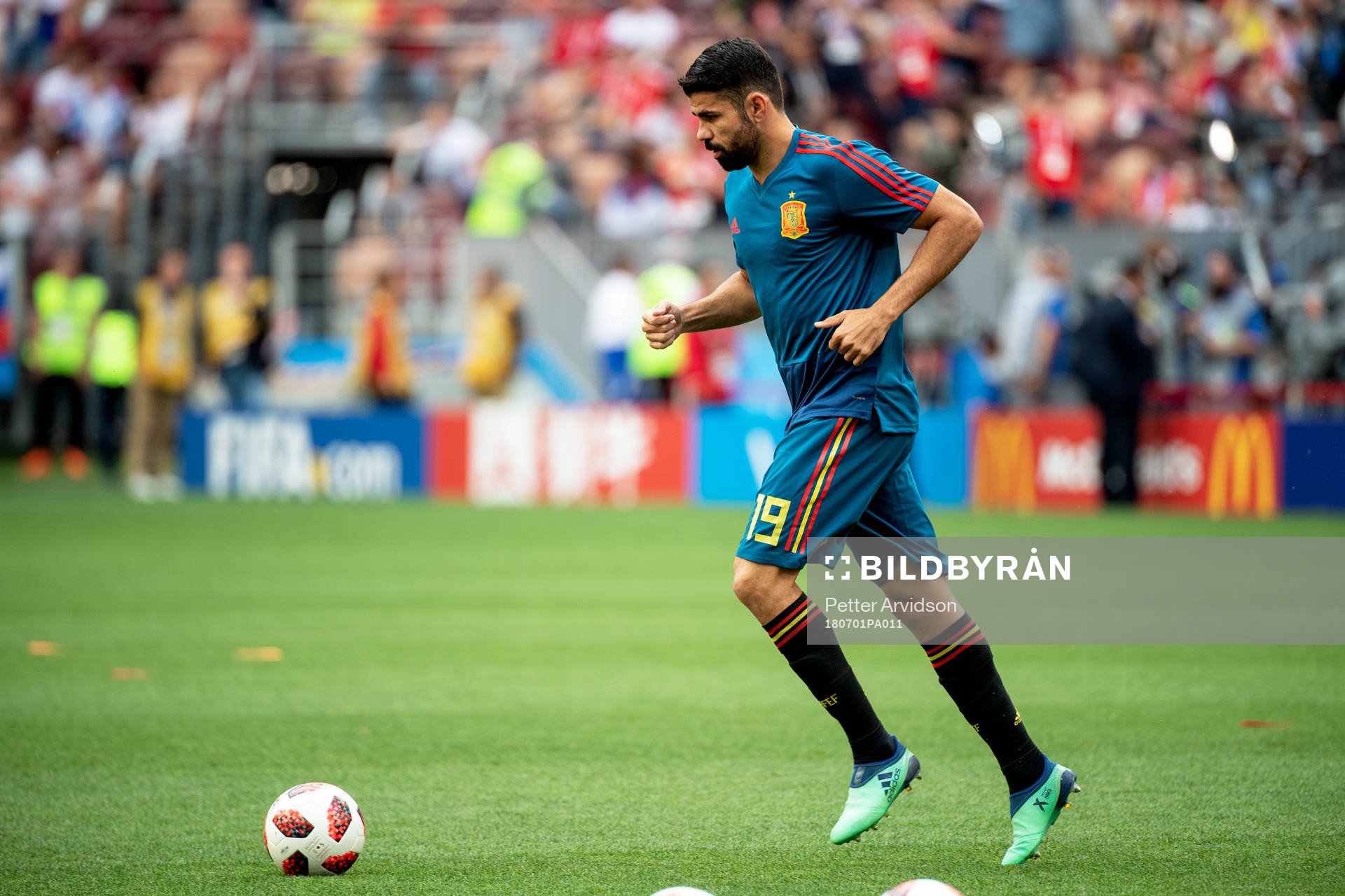 Diego Costa of Spain prior to the FIFA World Cup round of 16 match between Spain and Russia on July 1, 2018 in Moscow.