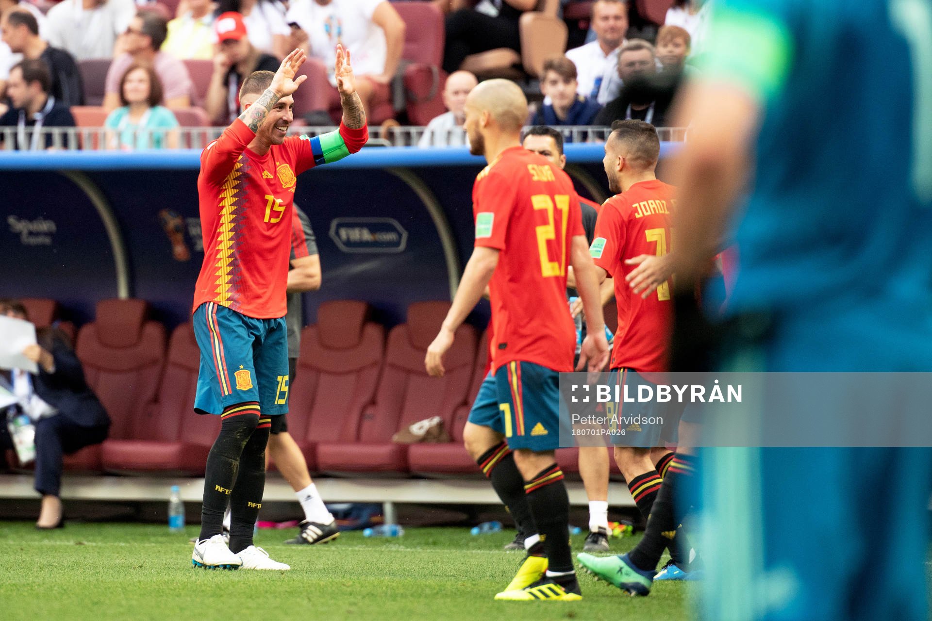 Sergio Ramos of Spain celebrates