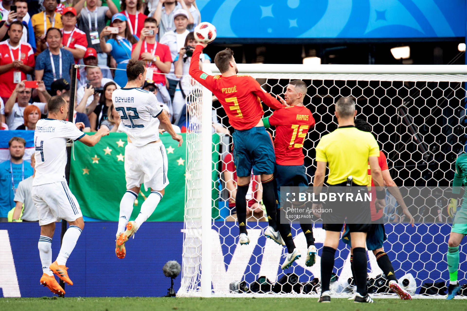 Handball by Gerard Pique of Spain