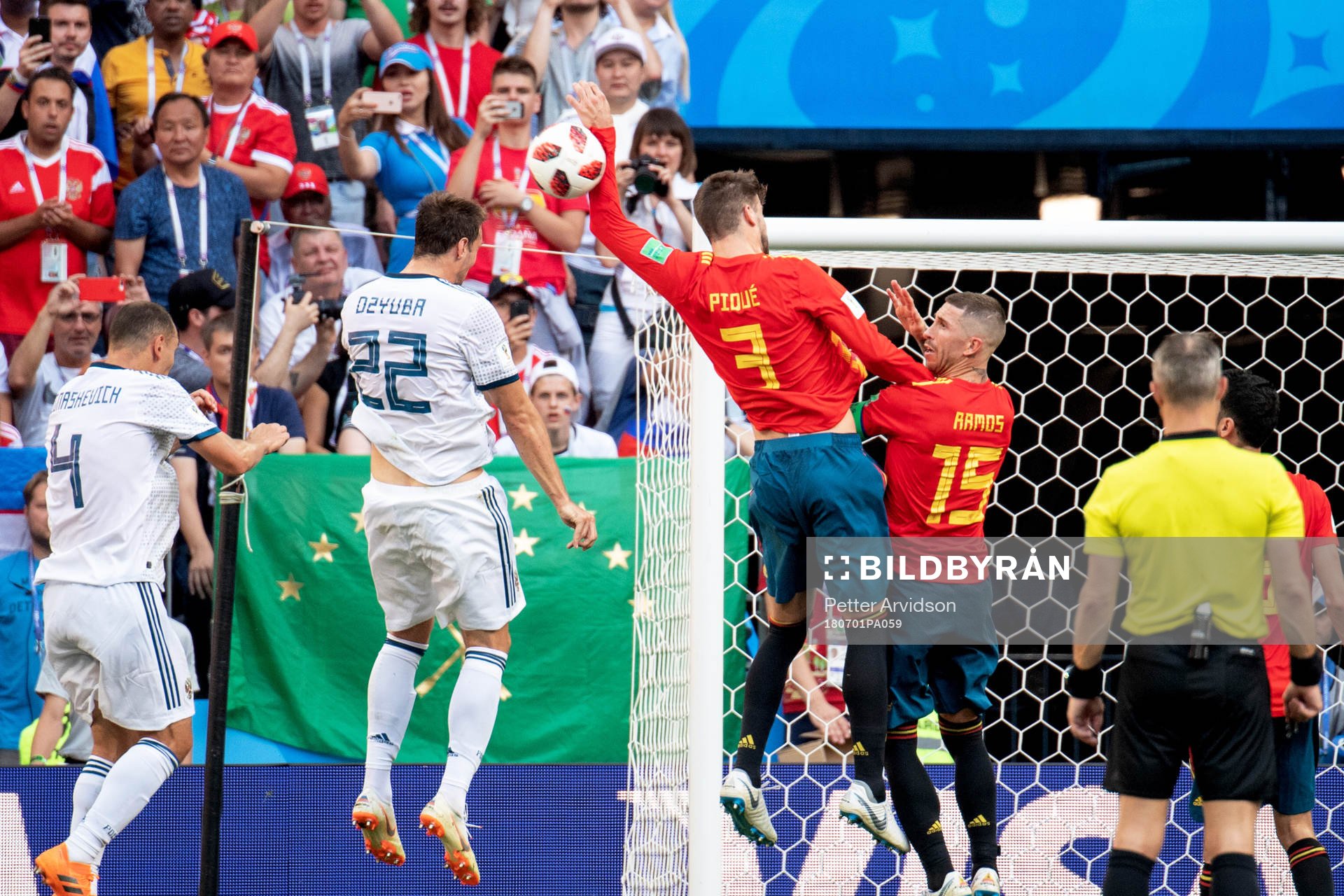 Handball by Gerard Pique of Spain