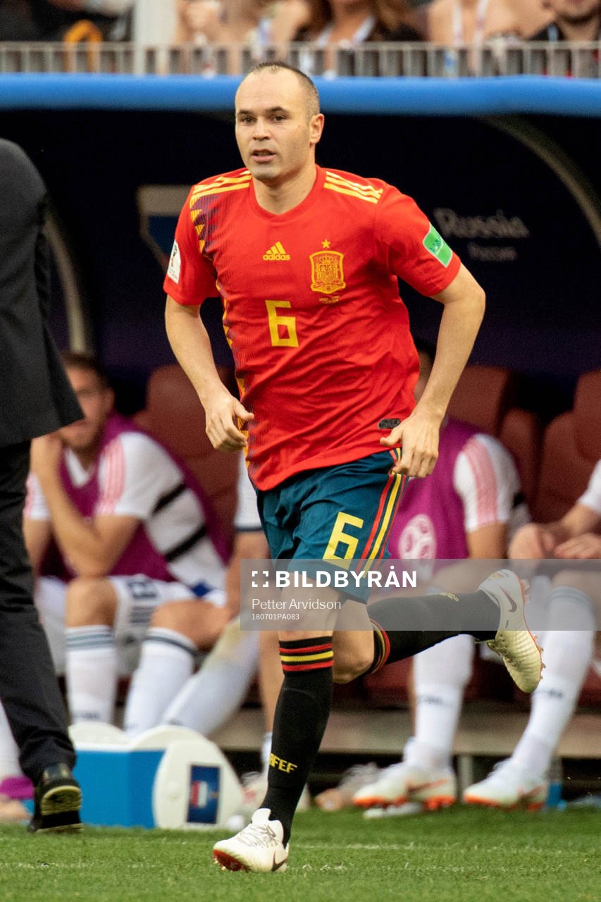 Andres Iniesta of Spain during the FIFA World Cup round of 16 match between Spain and Russia on July 1, 2018 in Moscow.
