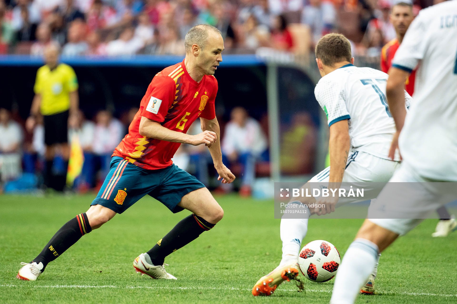 Andres Iniesta of Spain during the FIFA World Cup round of 16 match between Spain and Russia on July 1, 2018 in Moscow.