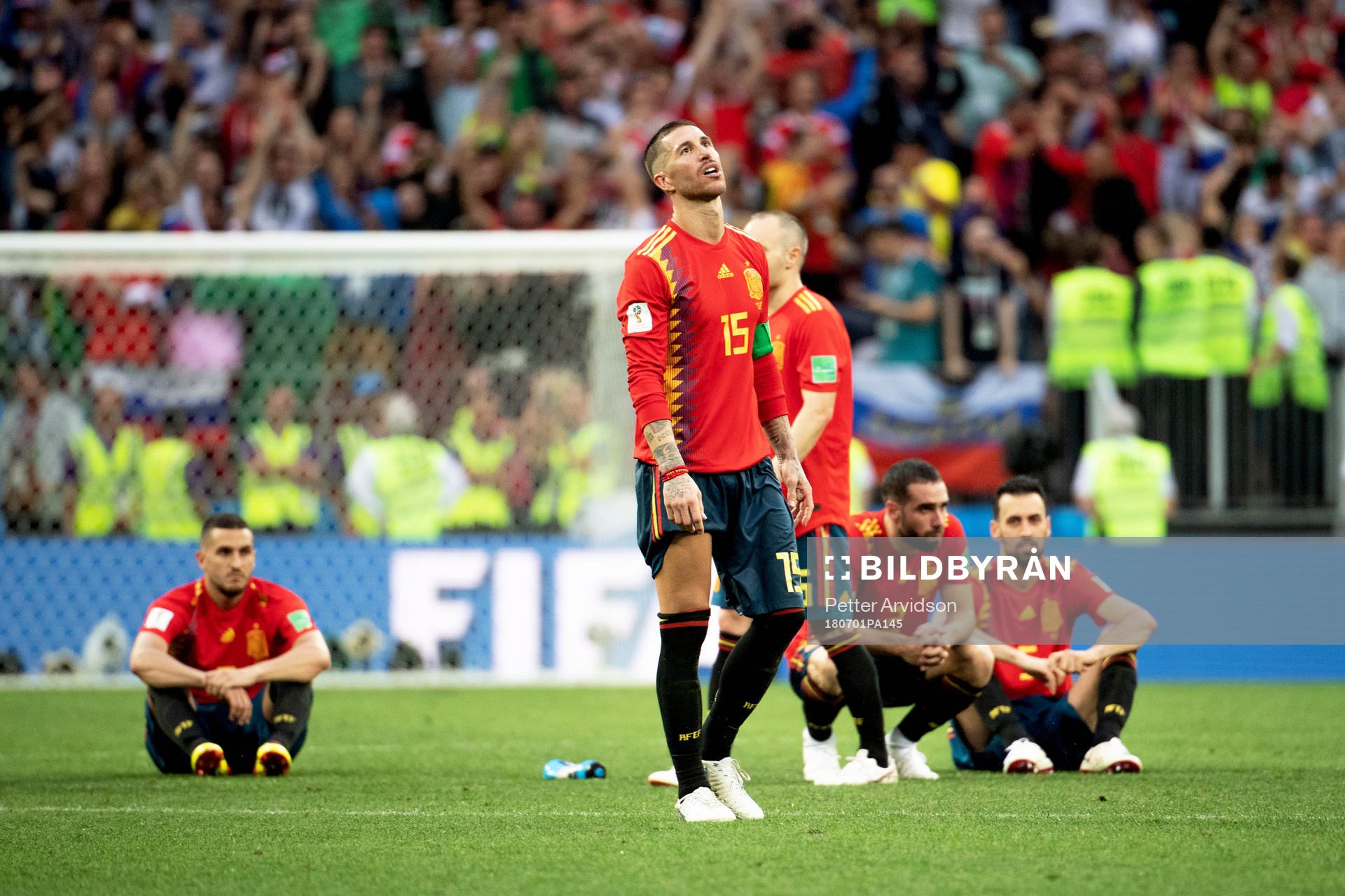 Sergio Ramos of Spain looks dejected