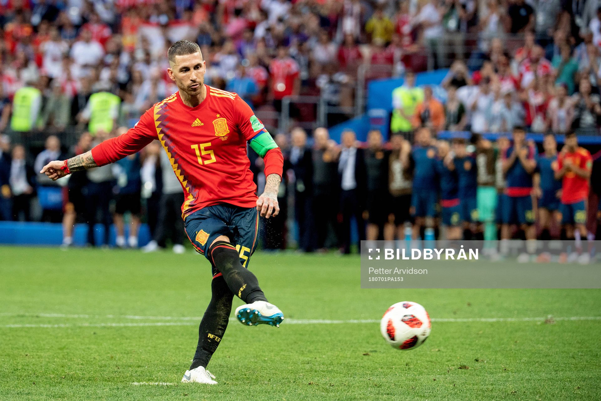 Sergio Ramos of Spain in the penalty shoot-out