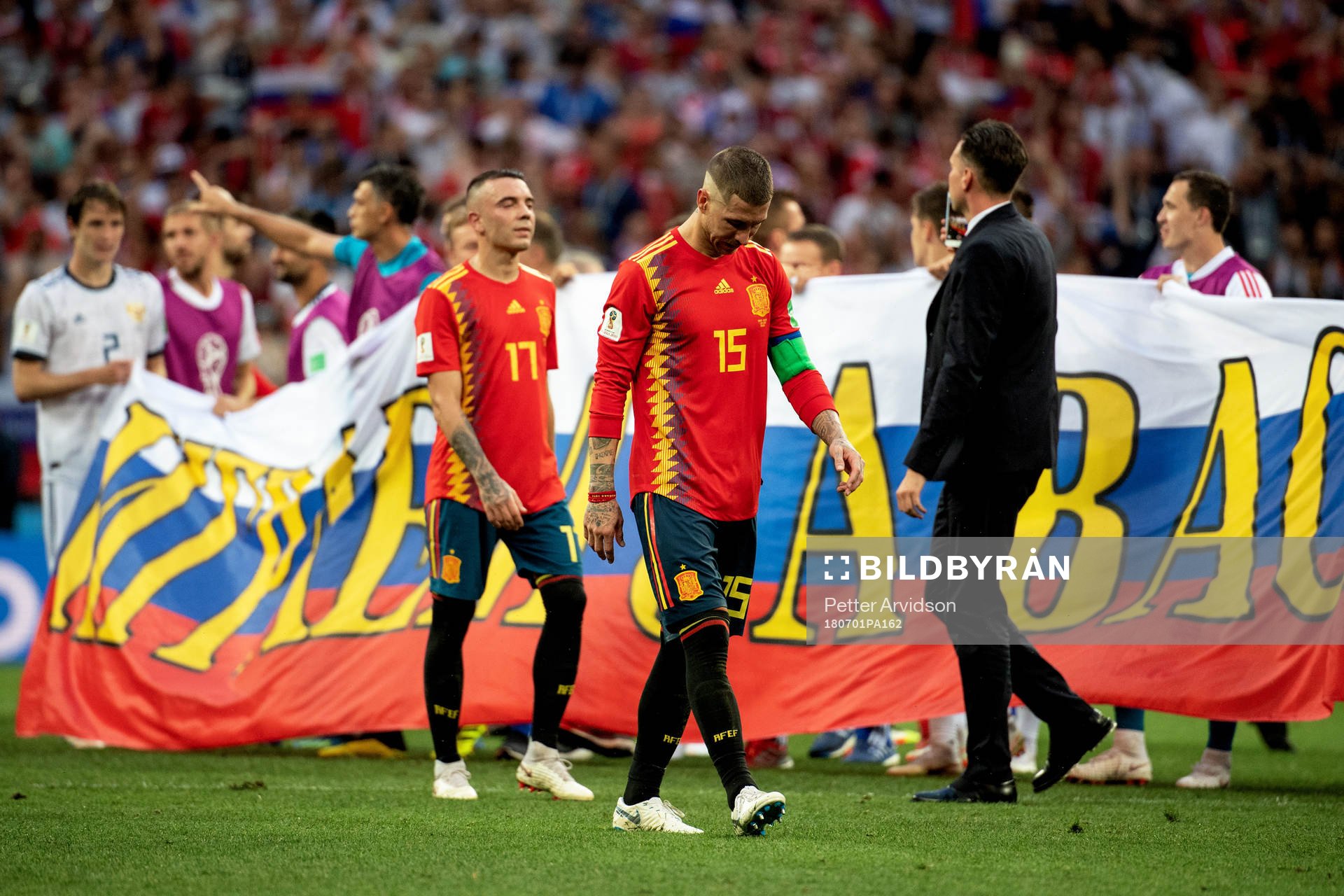 Sergio Ramos of Spain looks dejected