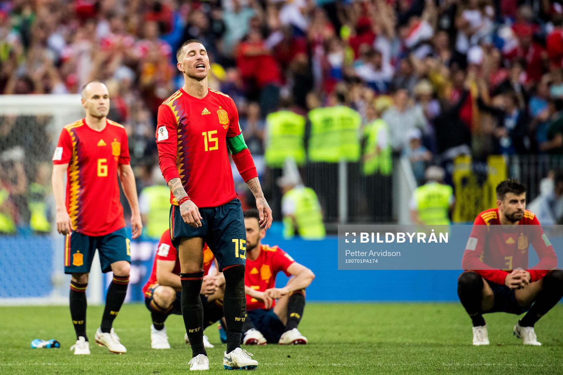 Sergio Ramos of Spain looks dejected