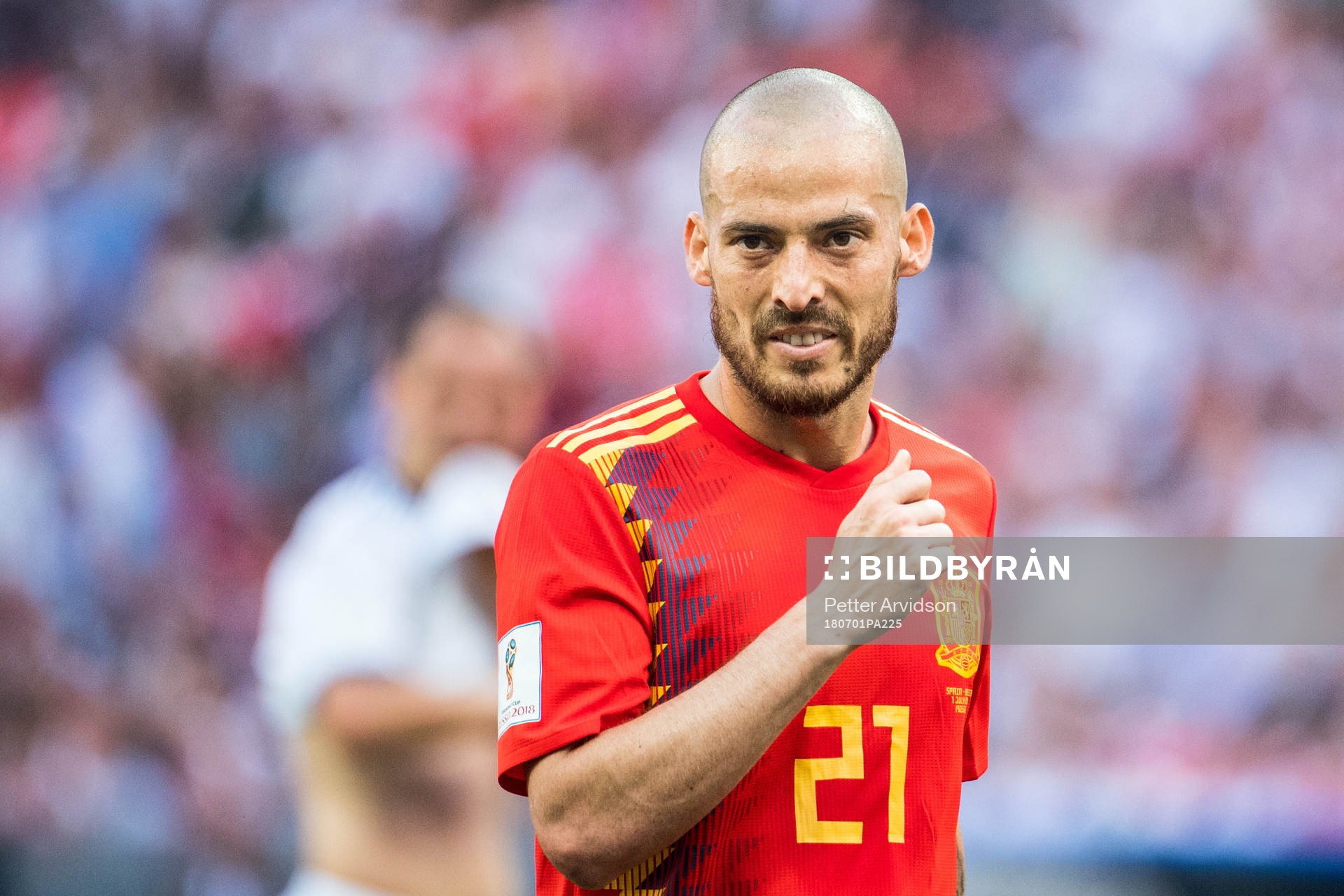 David Silva of Spain during the FIFA World Cup round of 16 match between Spain and Russia on July 1, 2018 in Moscow.