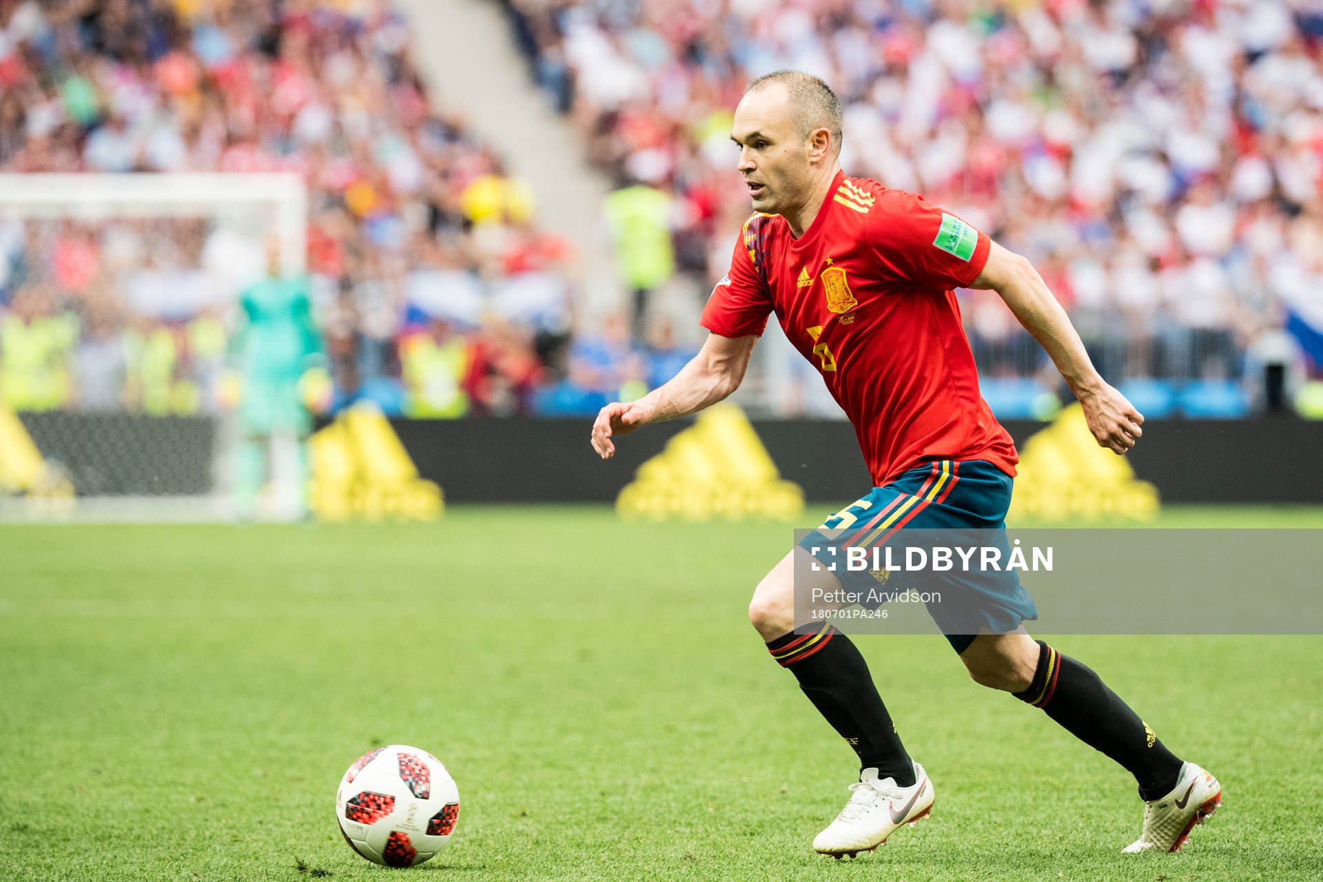 Andres Iniesta of Spain during the FIFA World Cup round of 16 match between Spain and Russia on July 1, 2018 in Moscow.