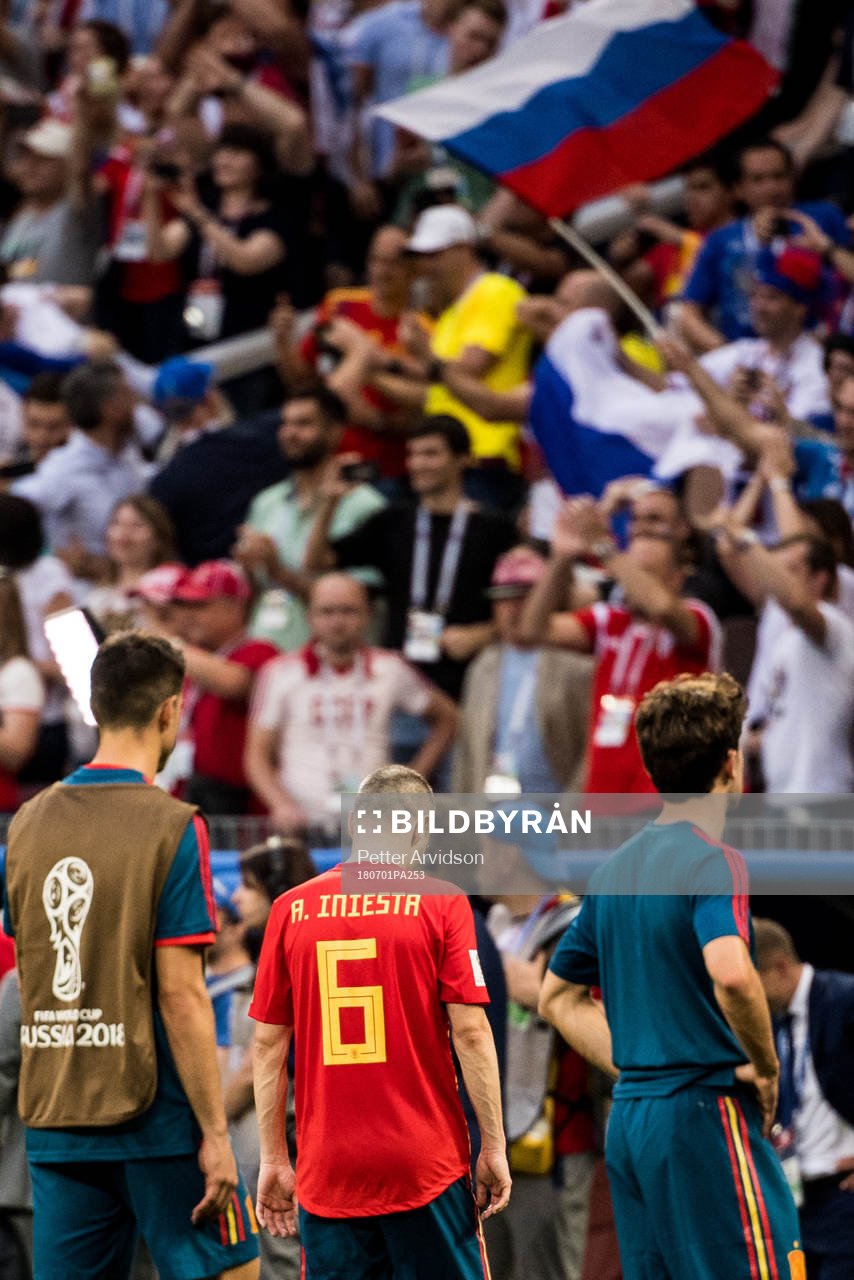 Andres Iniesta of Spain leaves the pitch