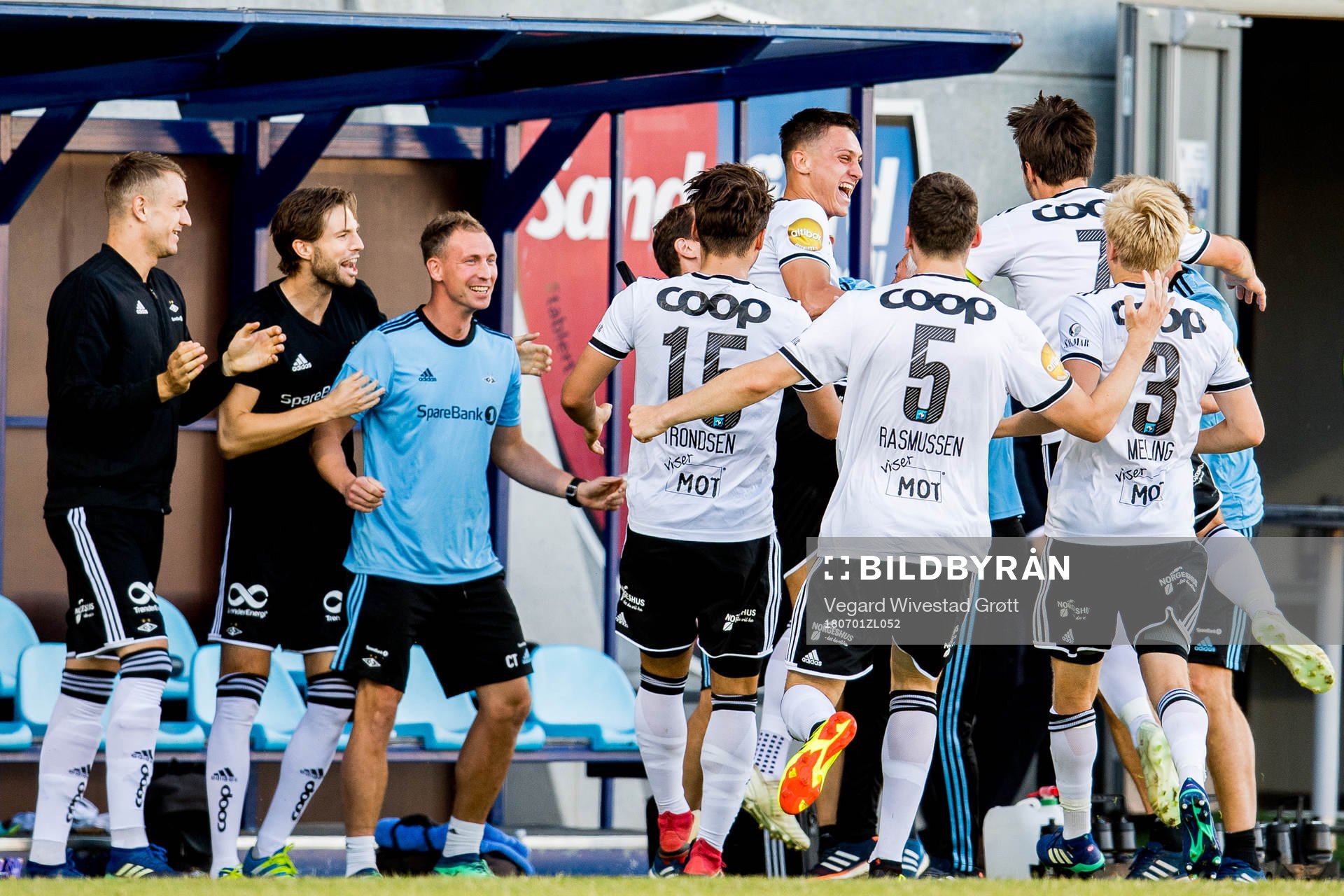 Jonathan Levi of Rosenborg celebrates with teammates
