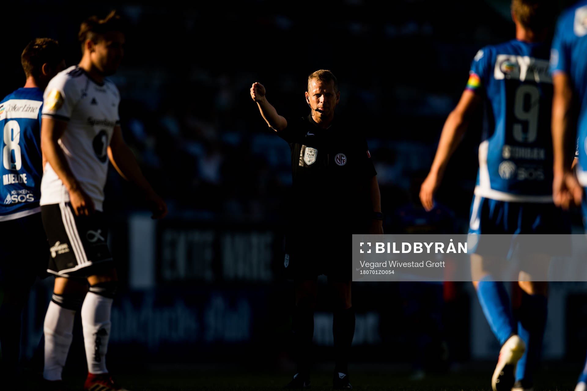 Trygve Kjensli, referee, during the Eliteserien match between Sandefjord and Rosenborg on July 1, 2018 in Sandefjord.