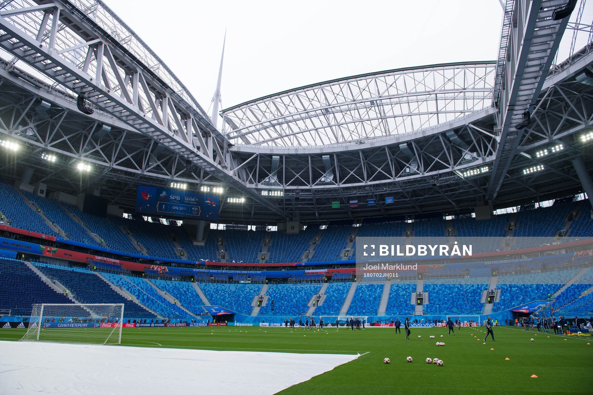 Parts of the pitch is covered at the Swedish national
