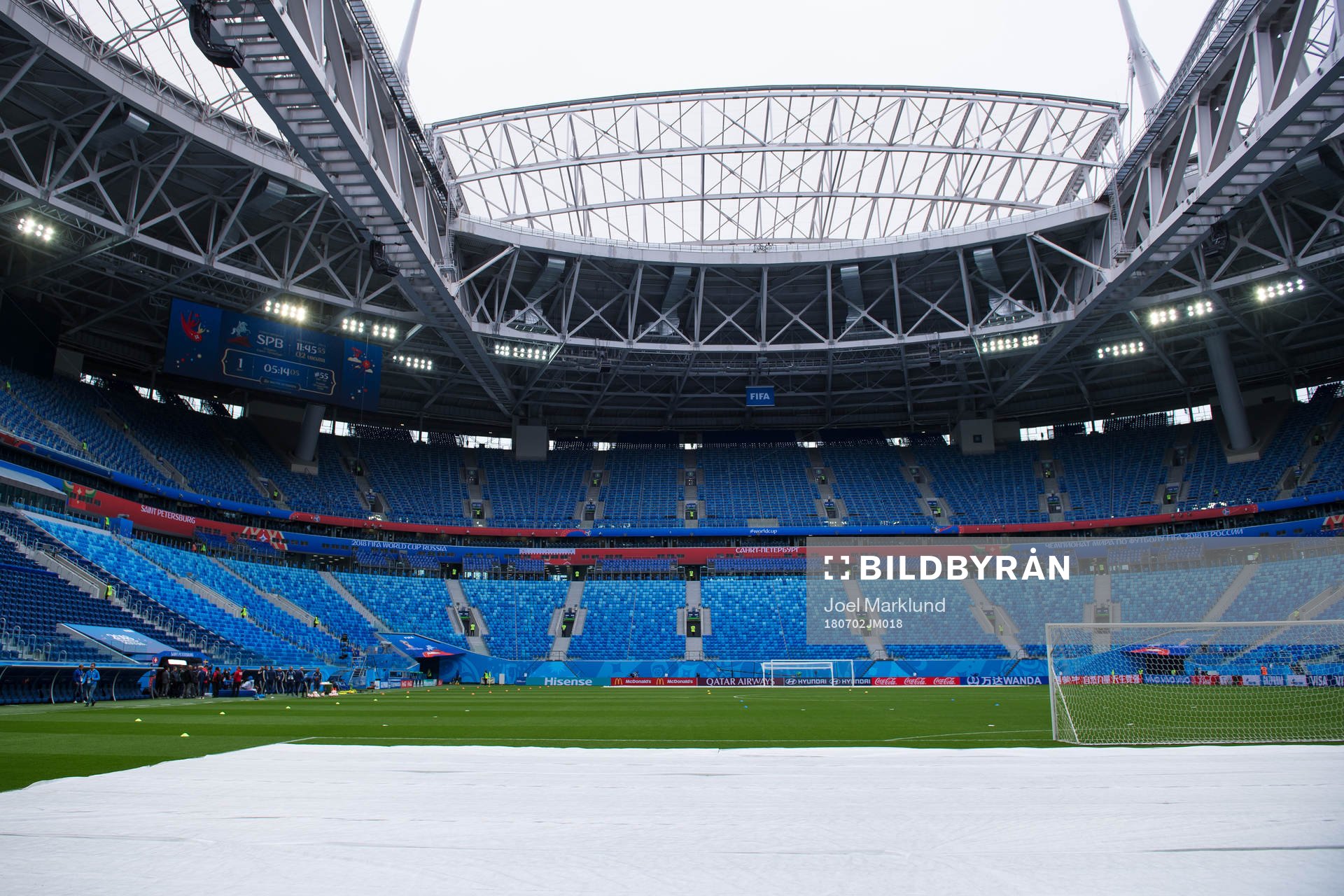 Parts of the pitch is covered at the Swedish national
