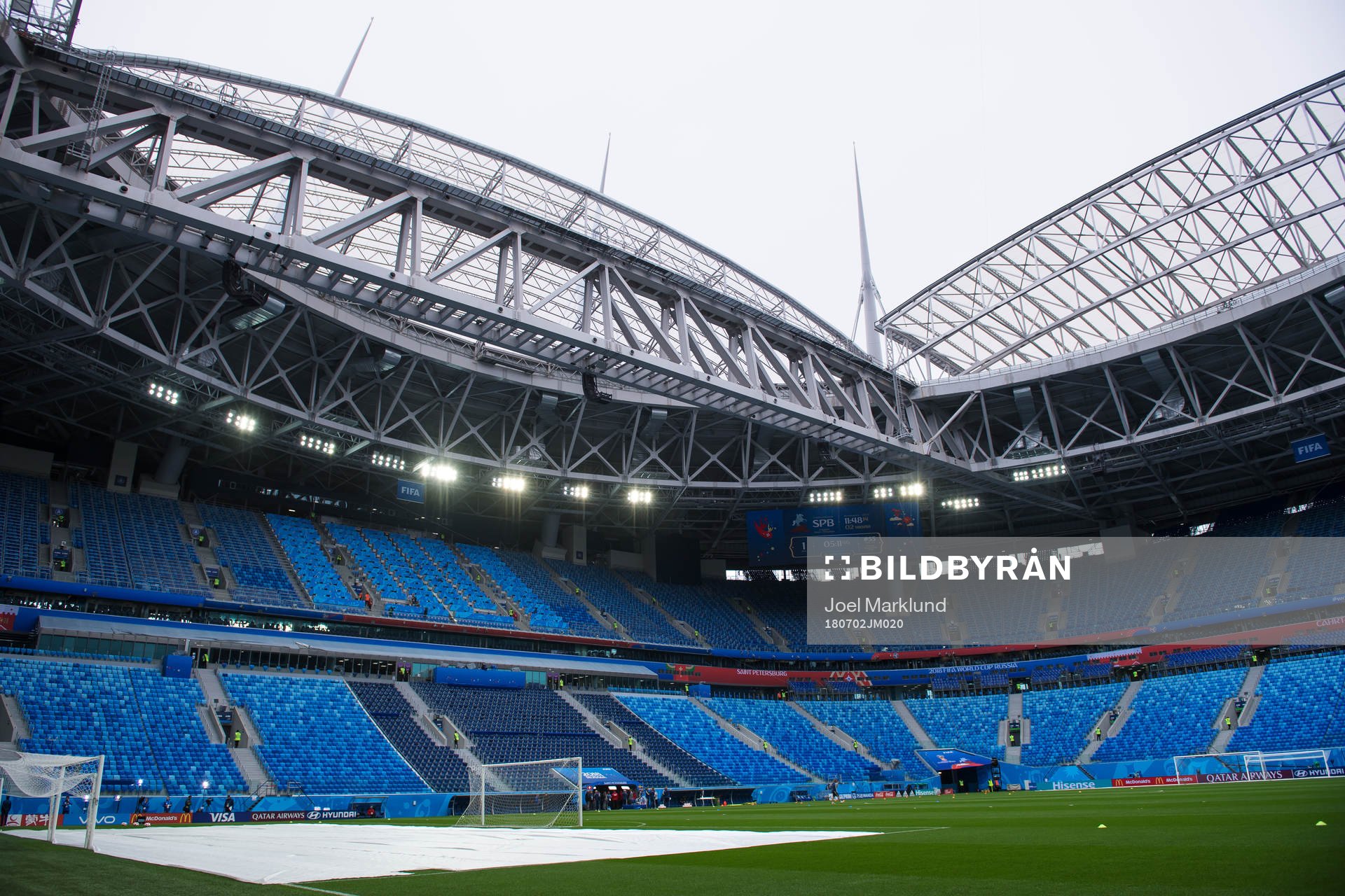 Parts of the pitch is covered at the Swedish national