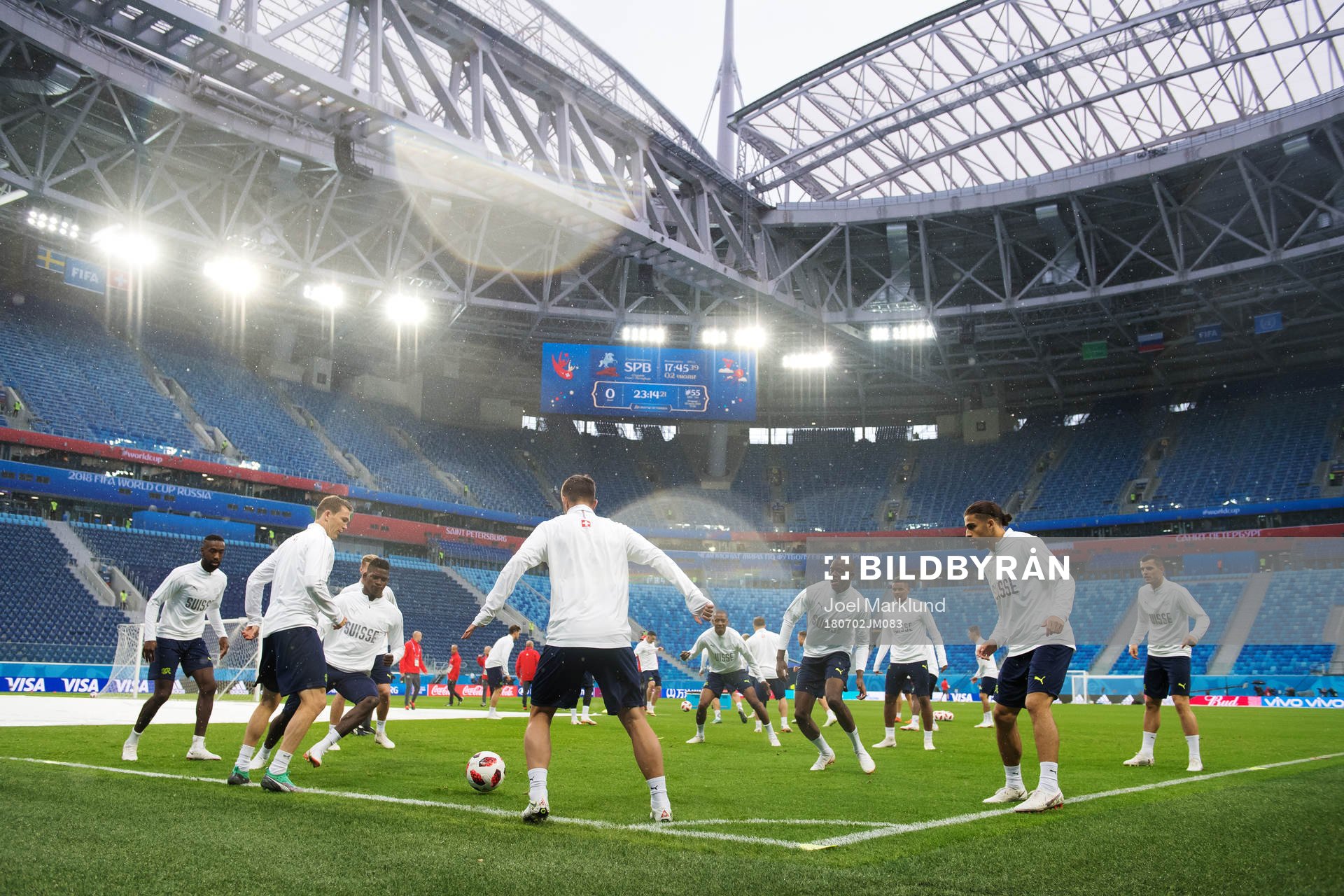 General view of the Swiss national football team's practice