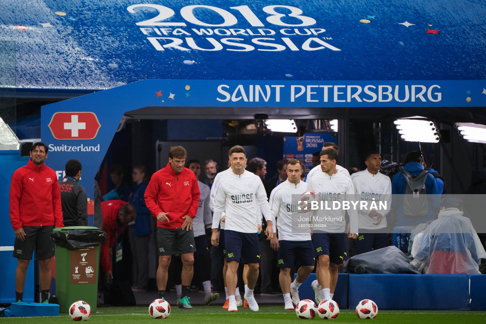 General view of the Swiss national football team's practice