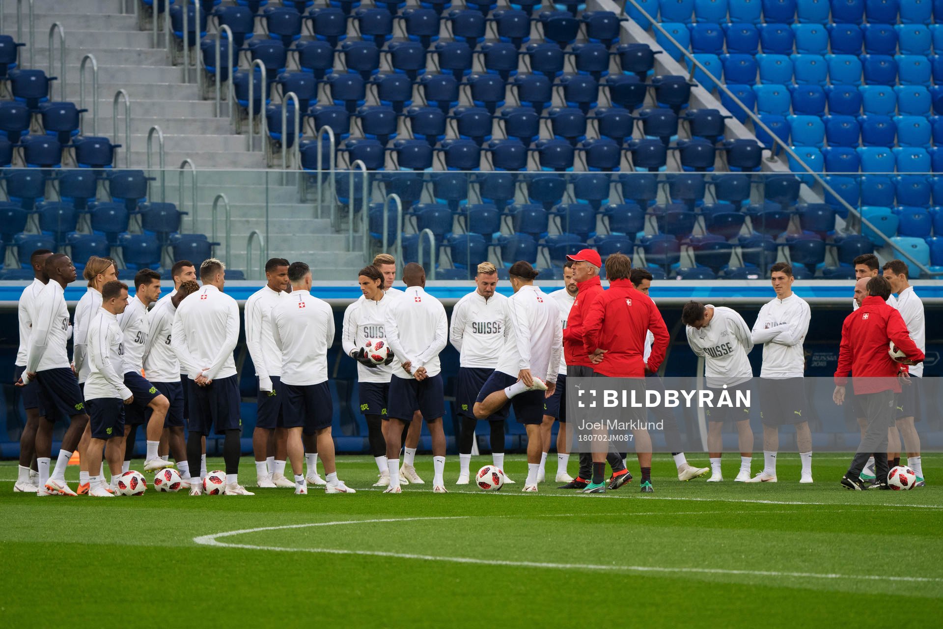 General view of the Swiss national football team's practice
