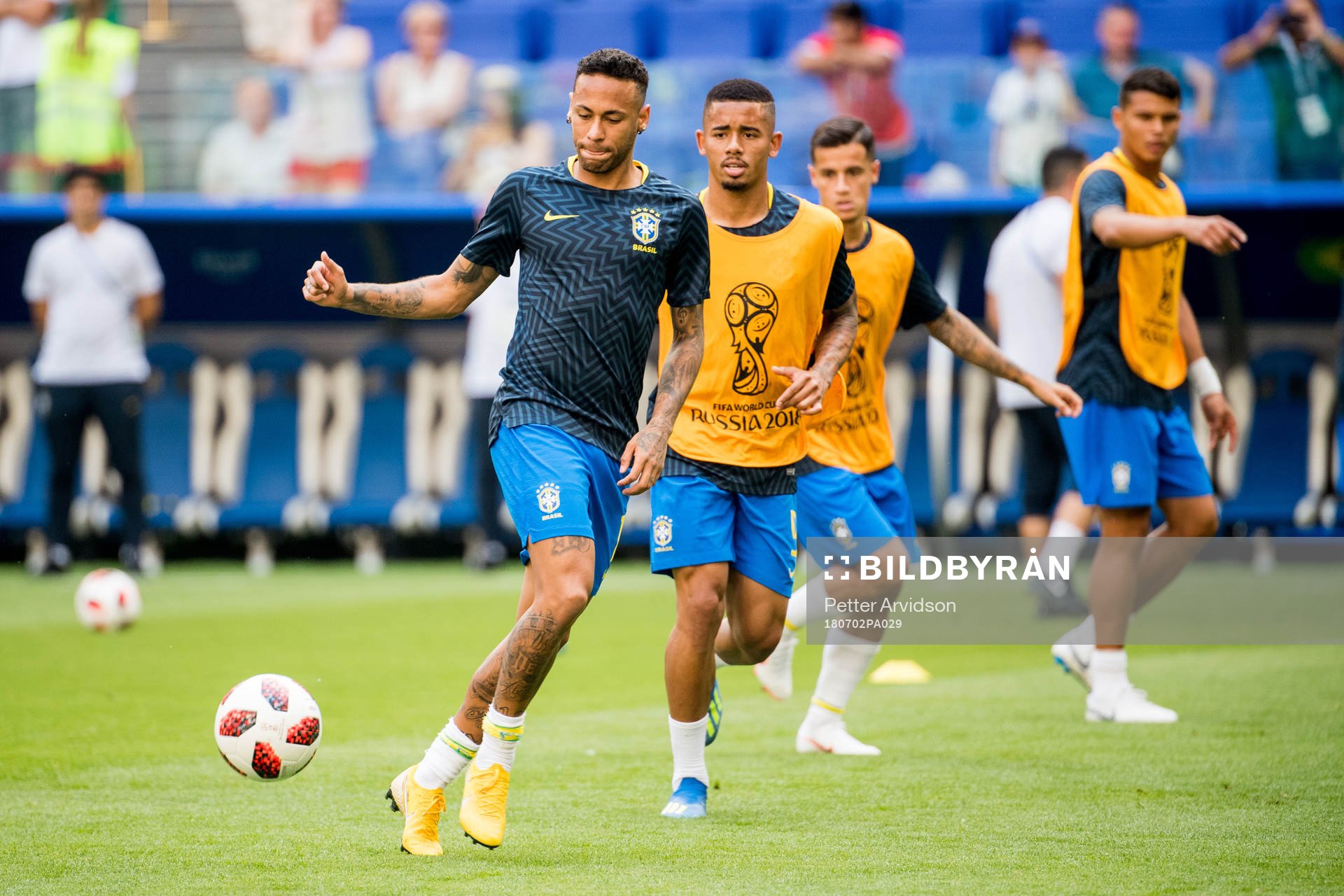 Neymar and Gabriel Jesus of Brazil