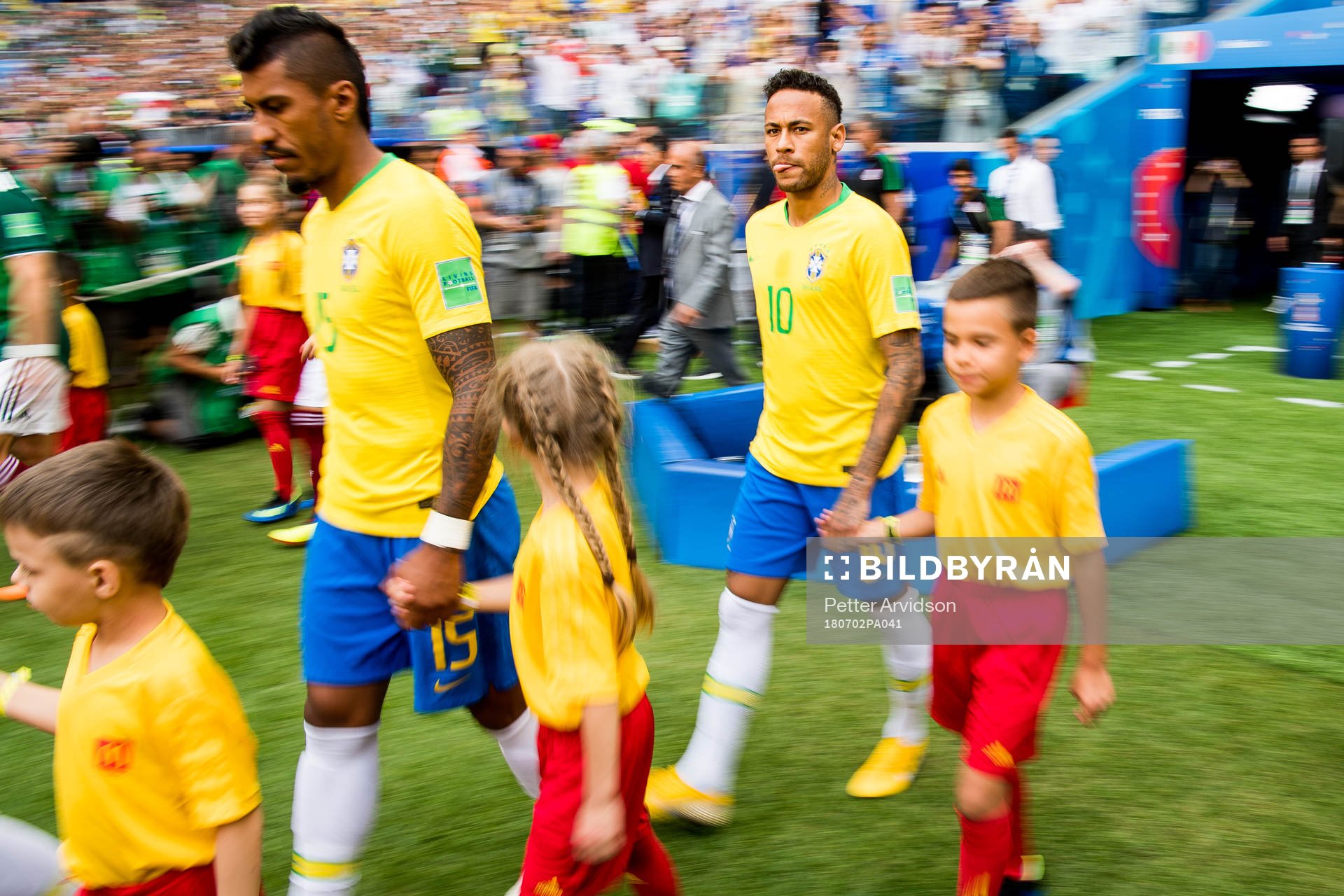 Neymar of Brazil enters the pitch
