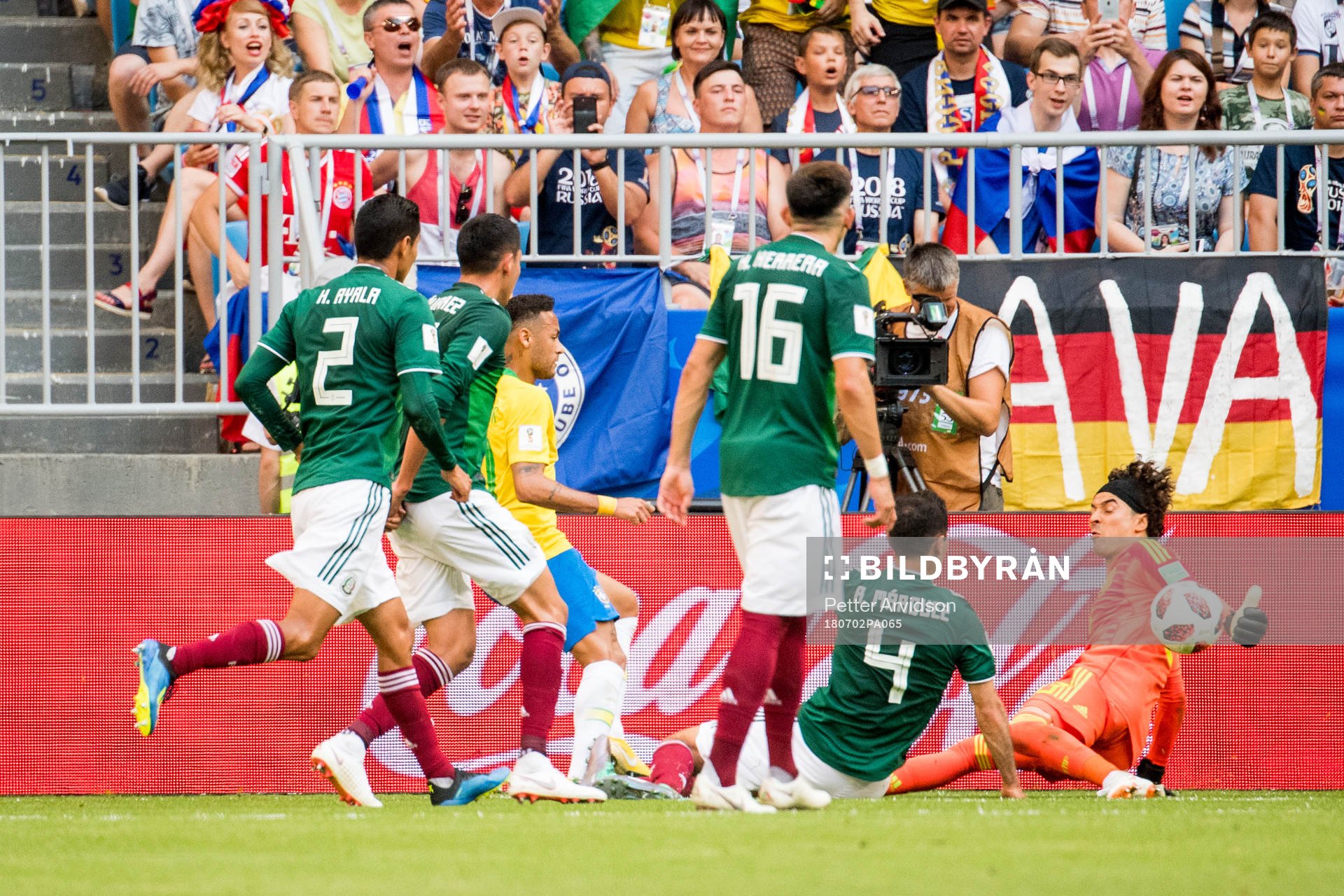 Goalkeeper Guillermo Ochoa of Mexico saves a chance by