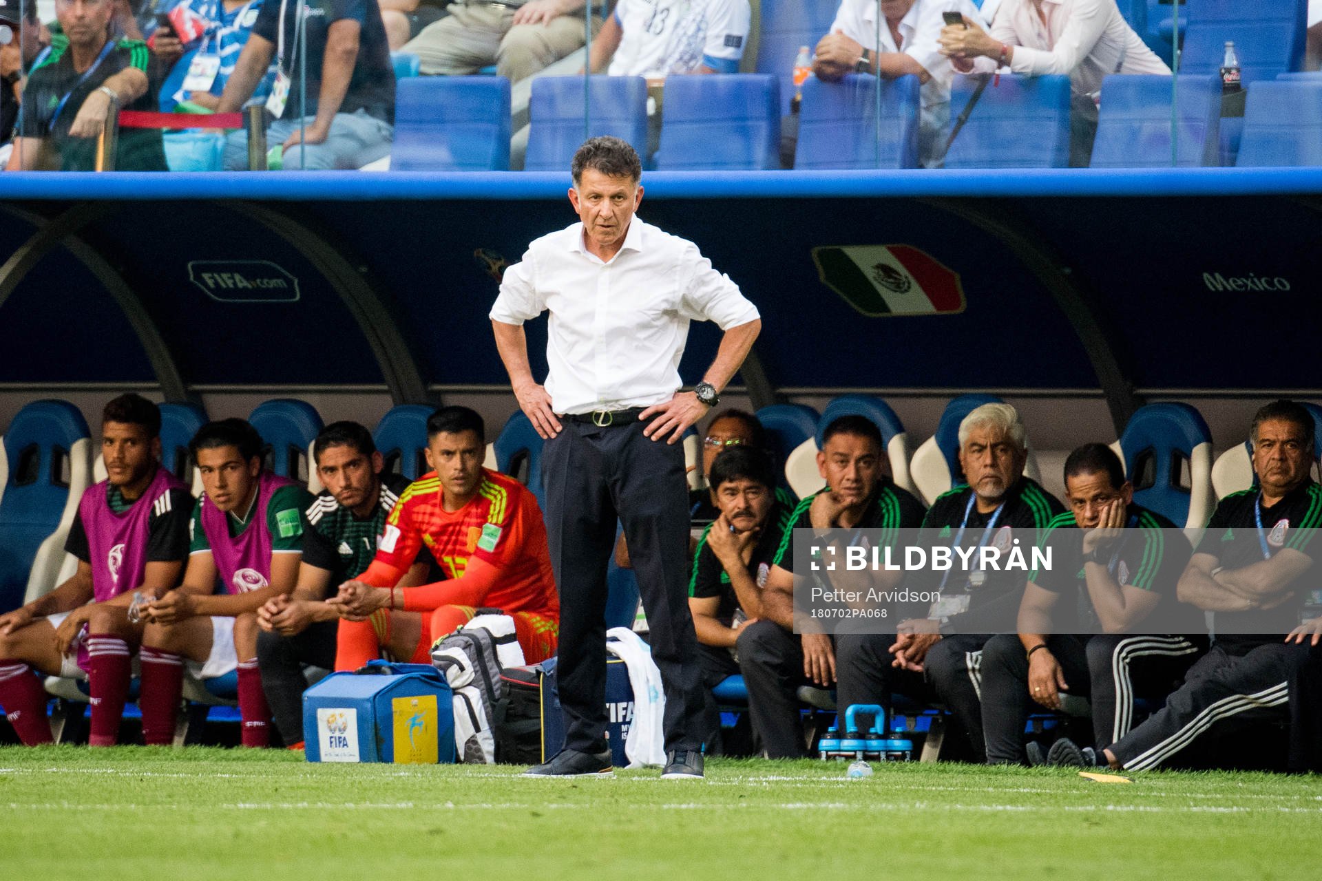 Head coach Juan Carlos Osorio of Mexico during the FIFA World Cup round of 16 match between Brazil and Mexico on July 2, 2018 in Samara.