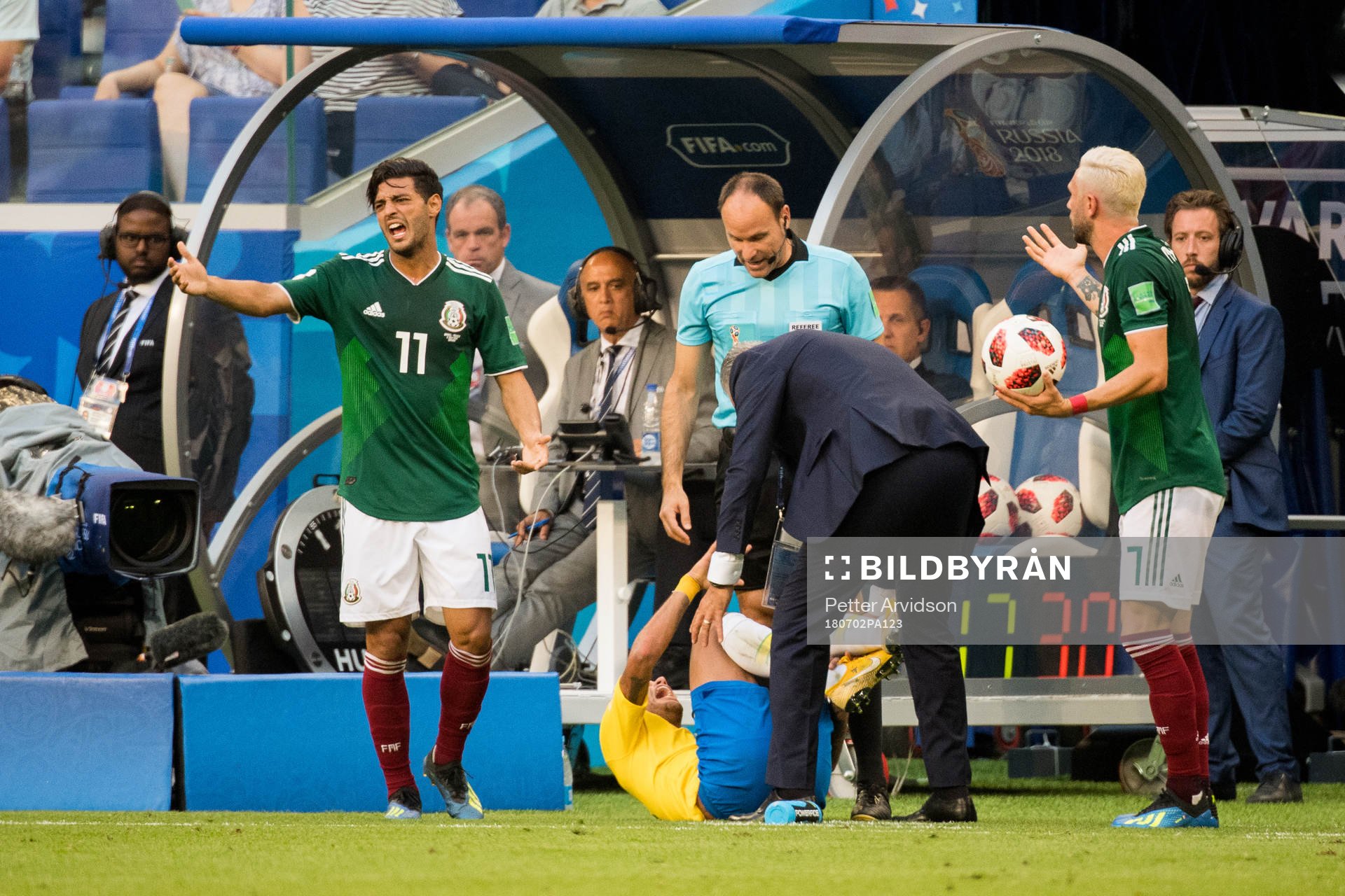 Neymar of Brazil with an injury