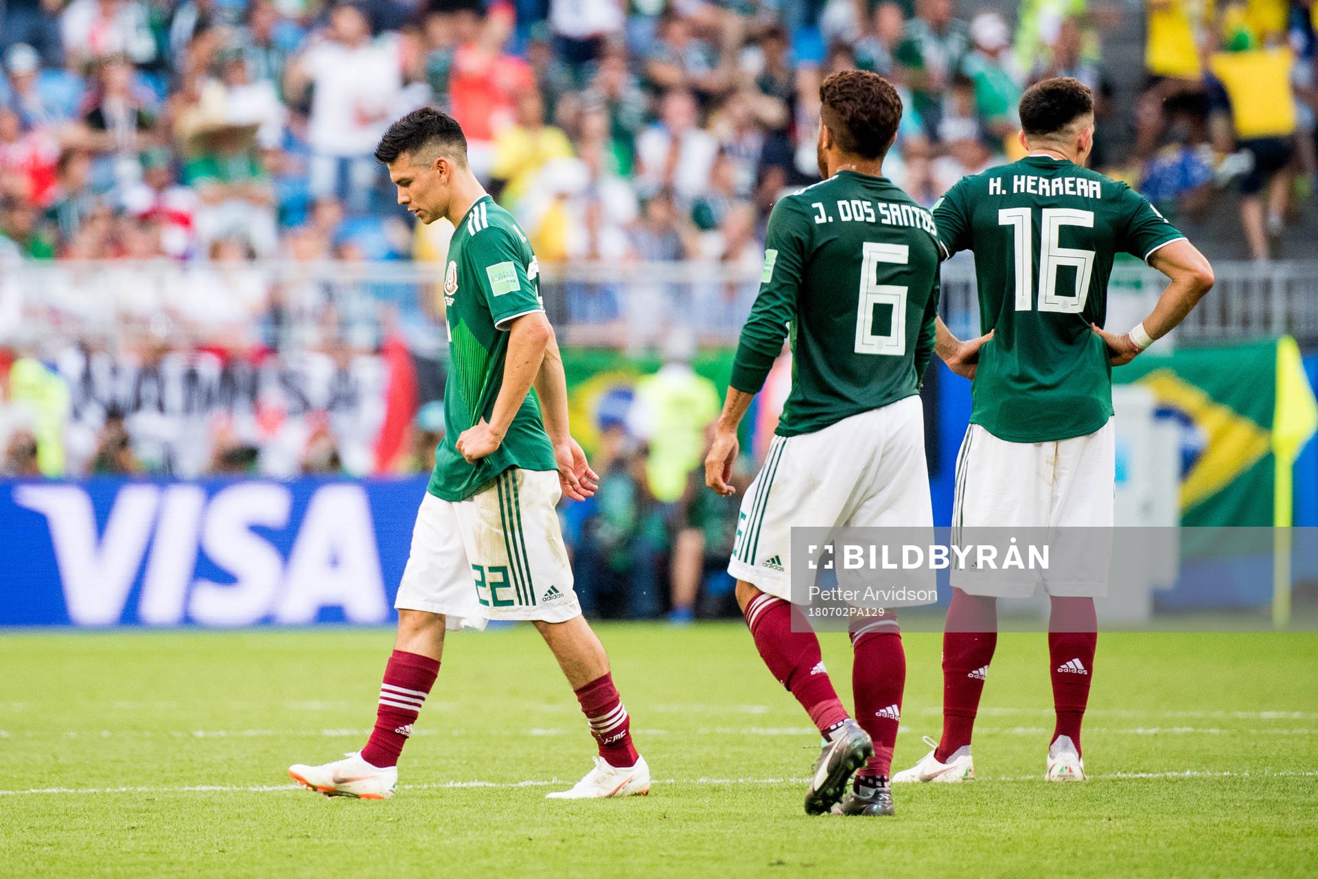 Hirving Lozano of Mexico looks dejected