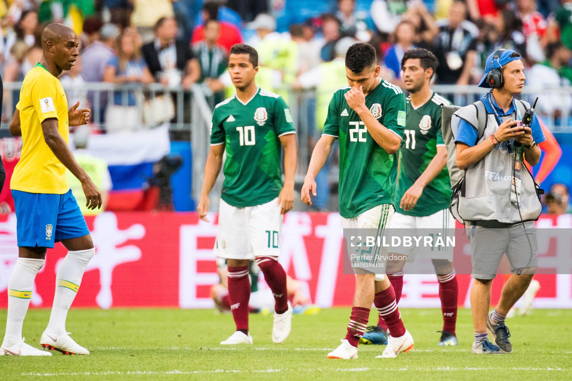 Hirving Lozano of Mexico looks dejected