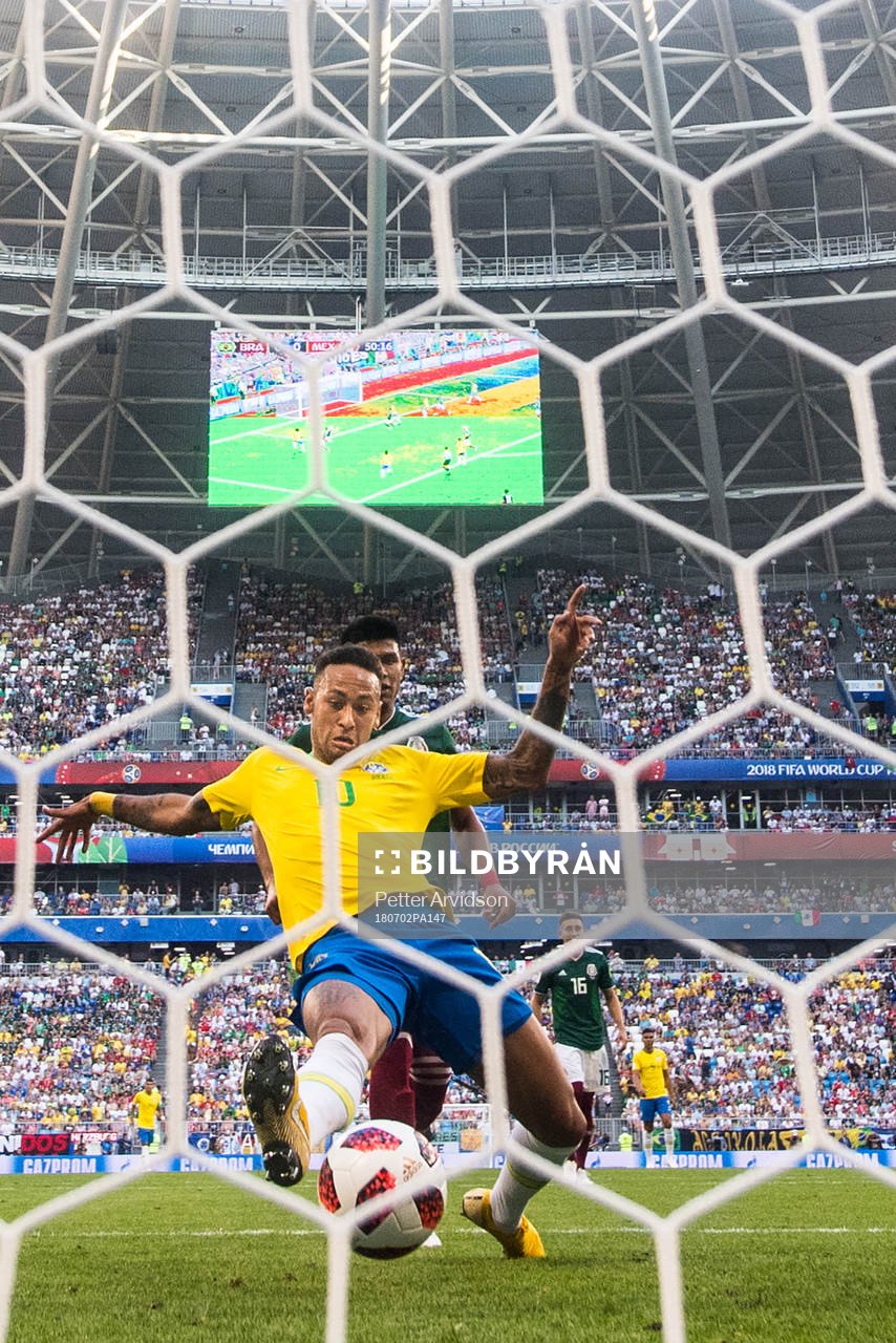 Neymar of Brazil scores 1-0