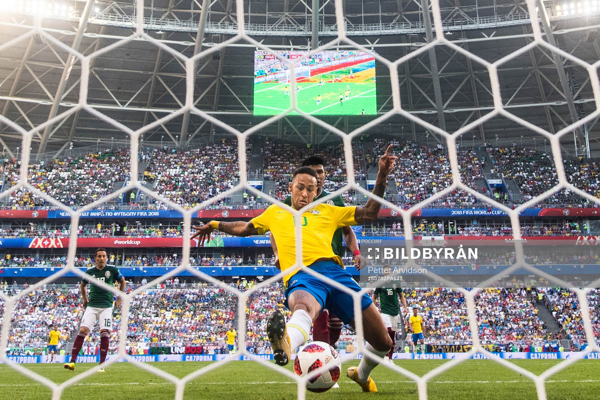 Neymar of Brazil scores 1-0