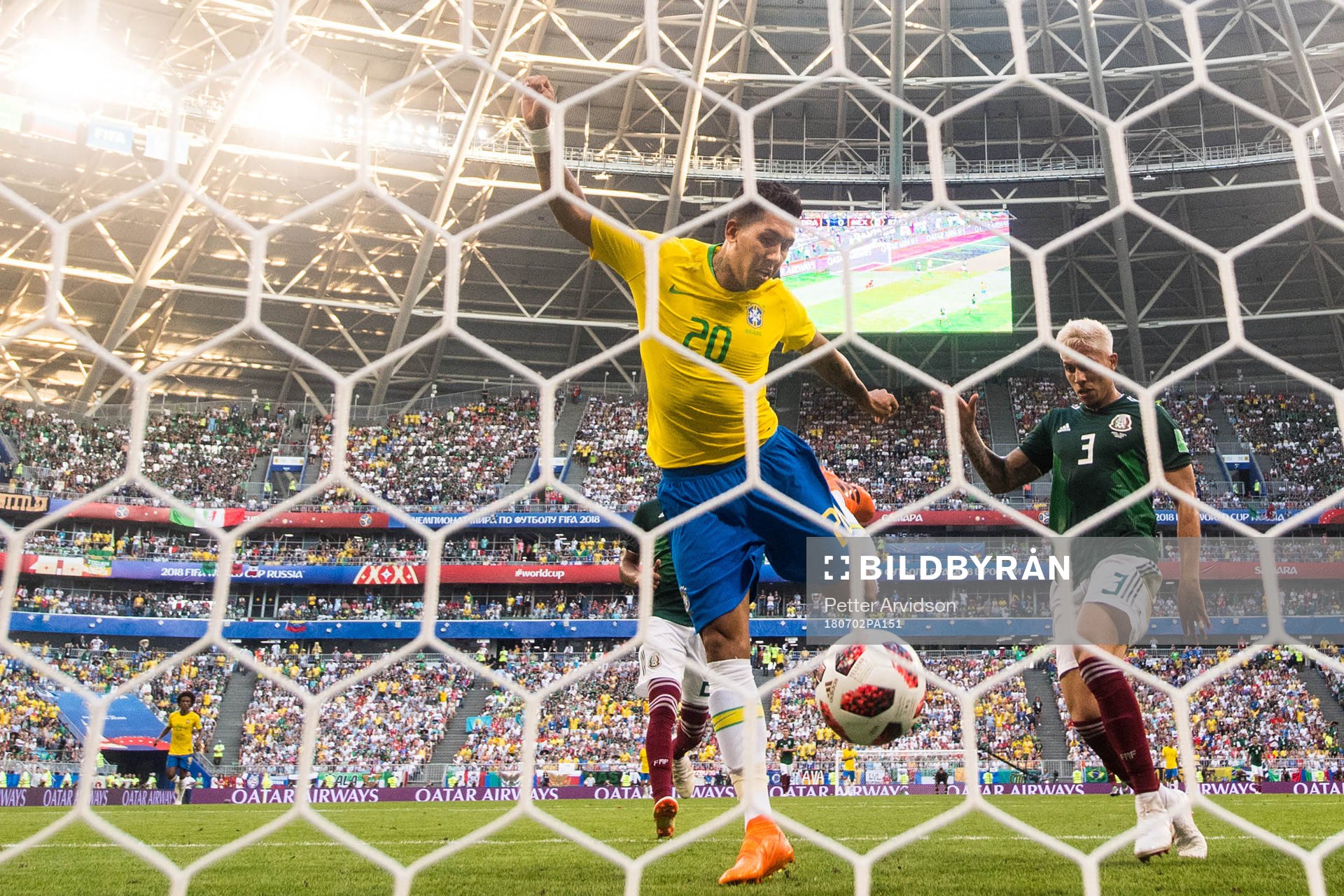 Roberto Firmino of Brazil scores 2-0