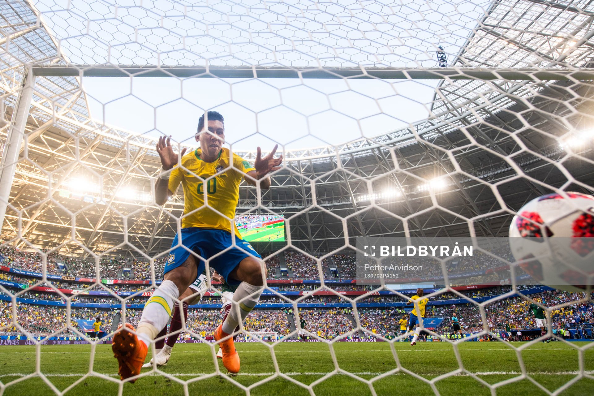Roberto Firmino of Brazil scores 2-0