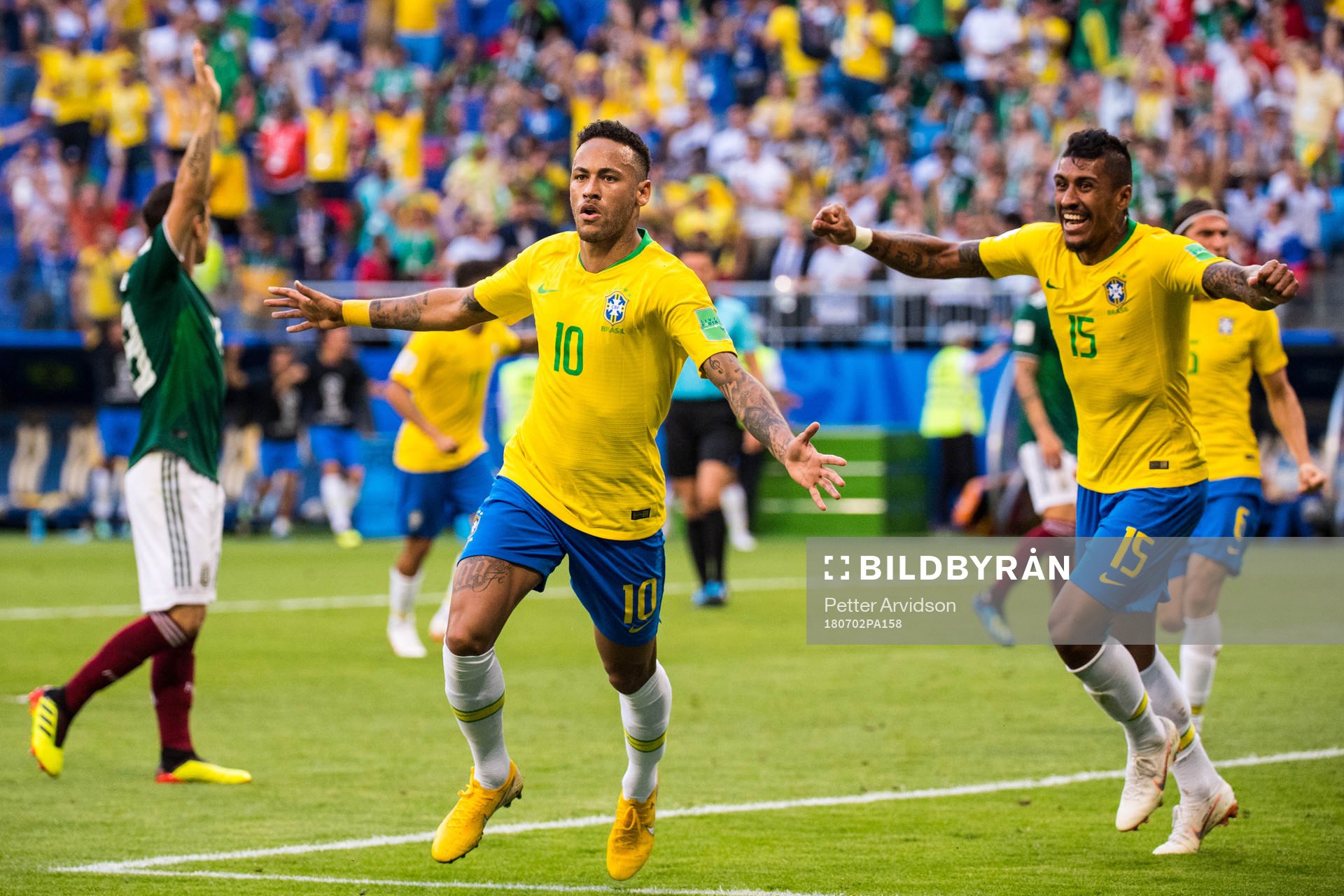 Neymar of Brazil celebrates
