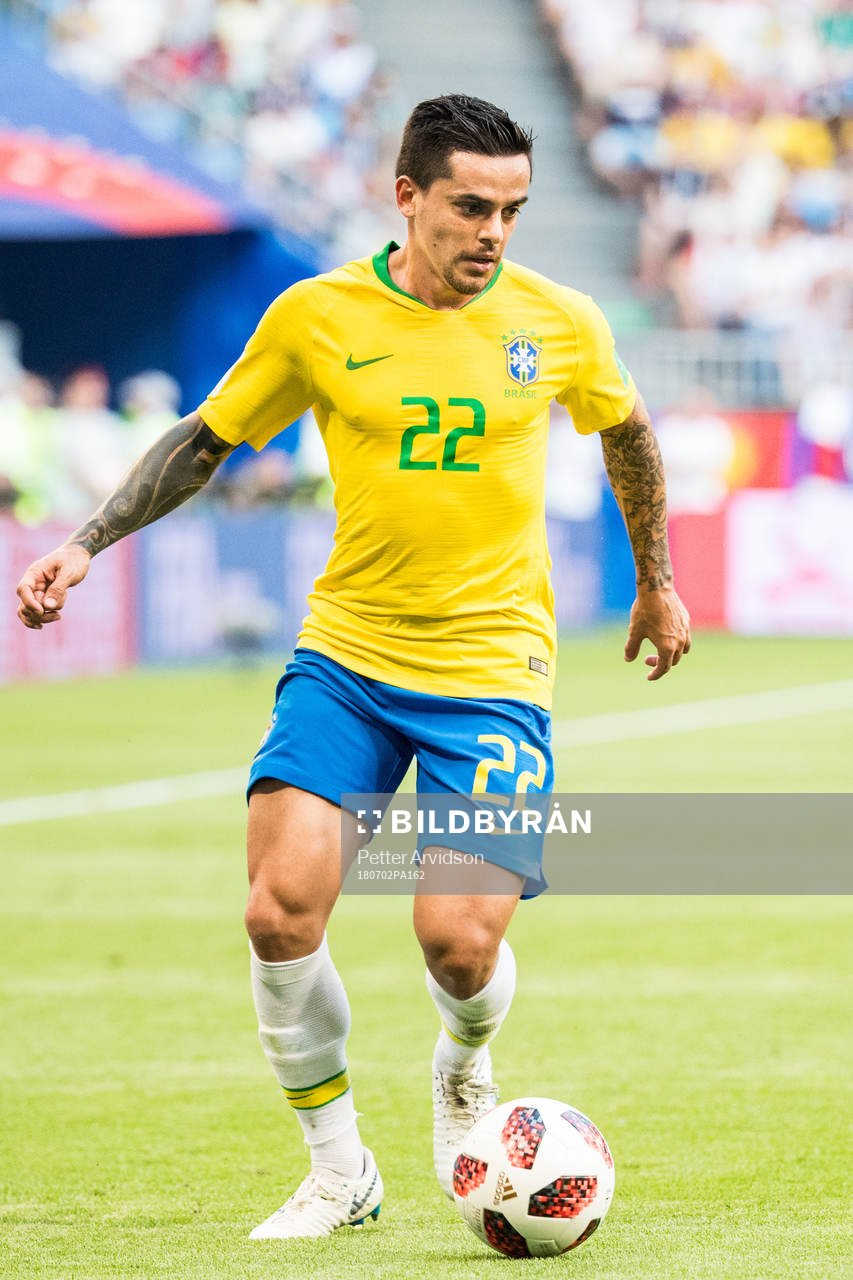 Fagner of Brazil during the FIFA World Cup round of 16 match between Brazil and Mexico on July 2, 2018 in Samara.
