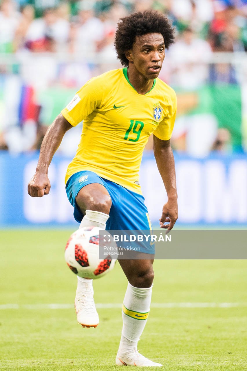 Willian of Brazil during the FIFA World Cup round of 16 match between Brazil and Mexico on July 2, 2018 in Samara.