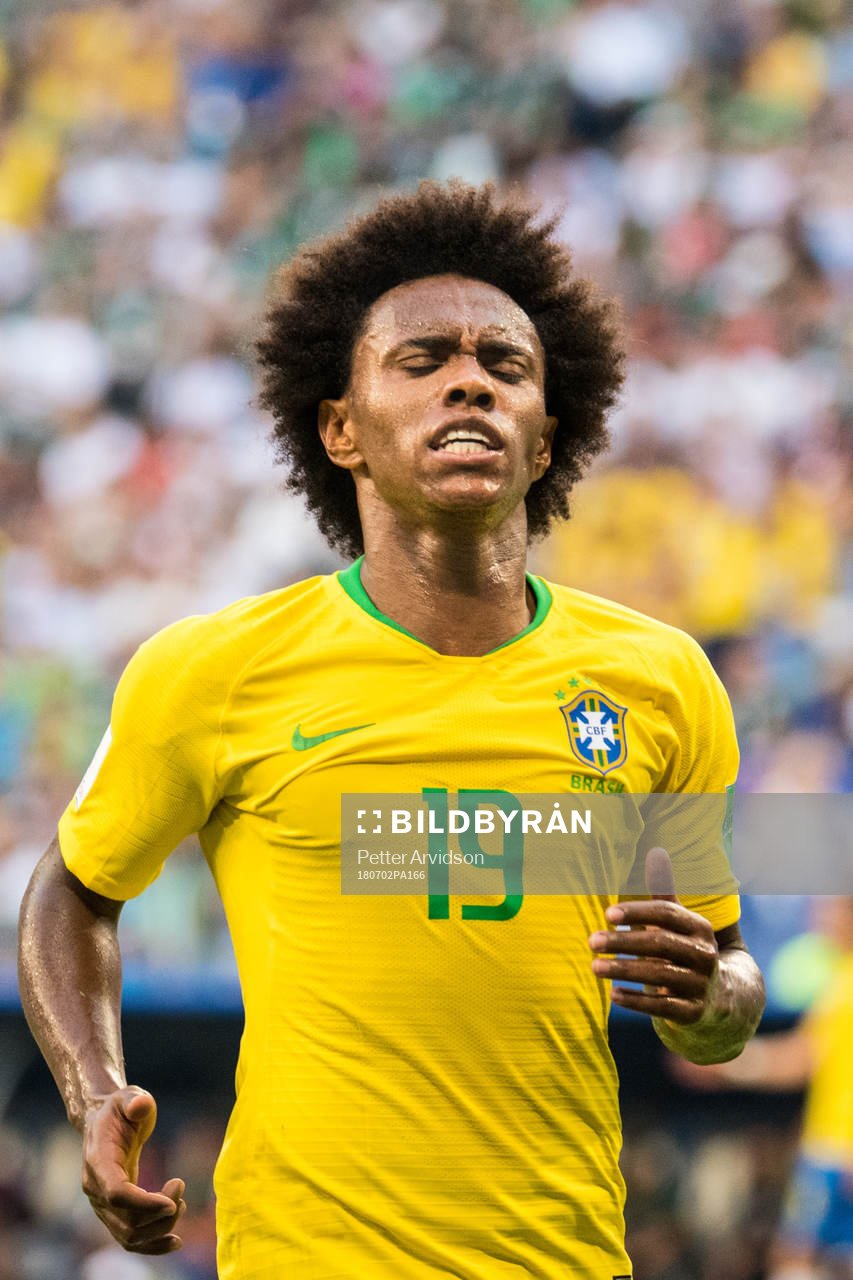 Willian of Brazil looks dejected