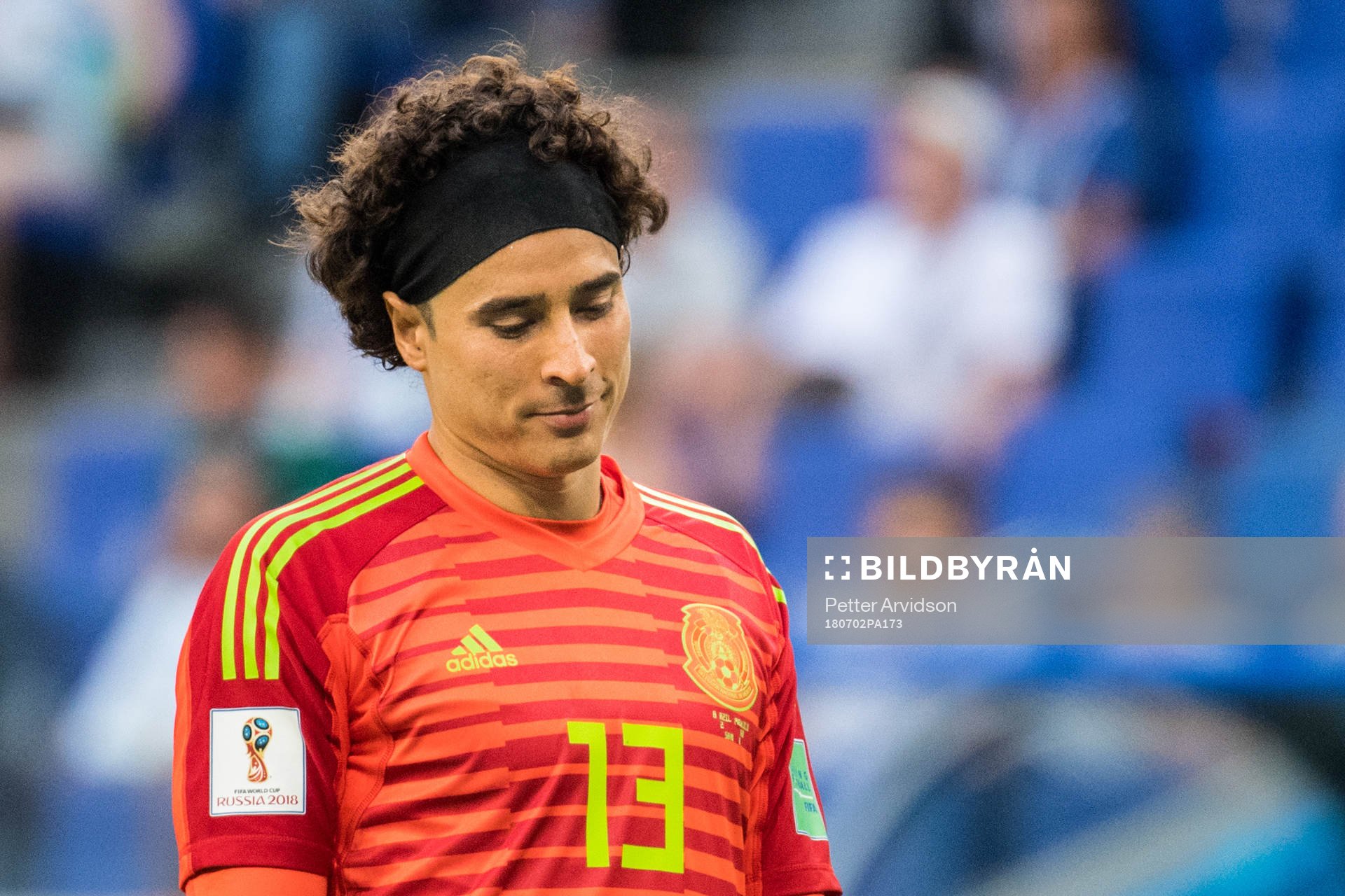 Goalkeeper Guillermo Ochoa of Mexico looks dejected