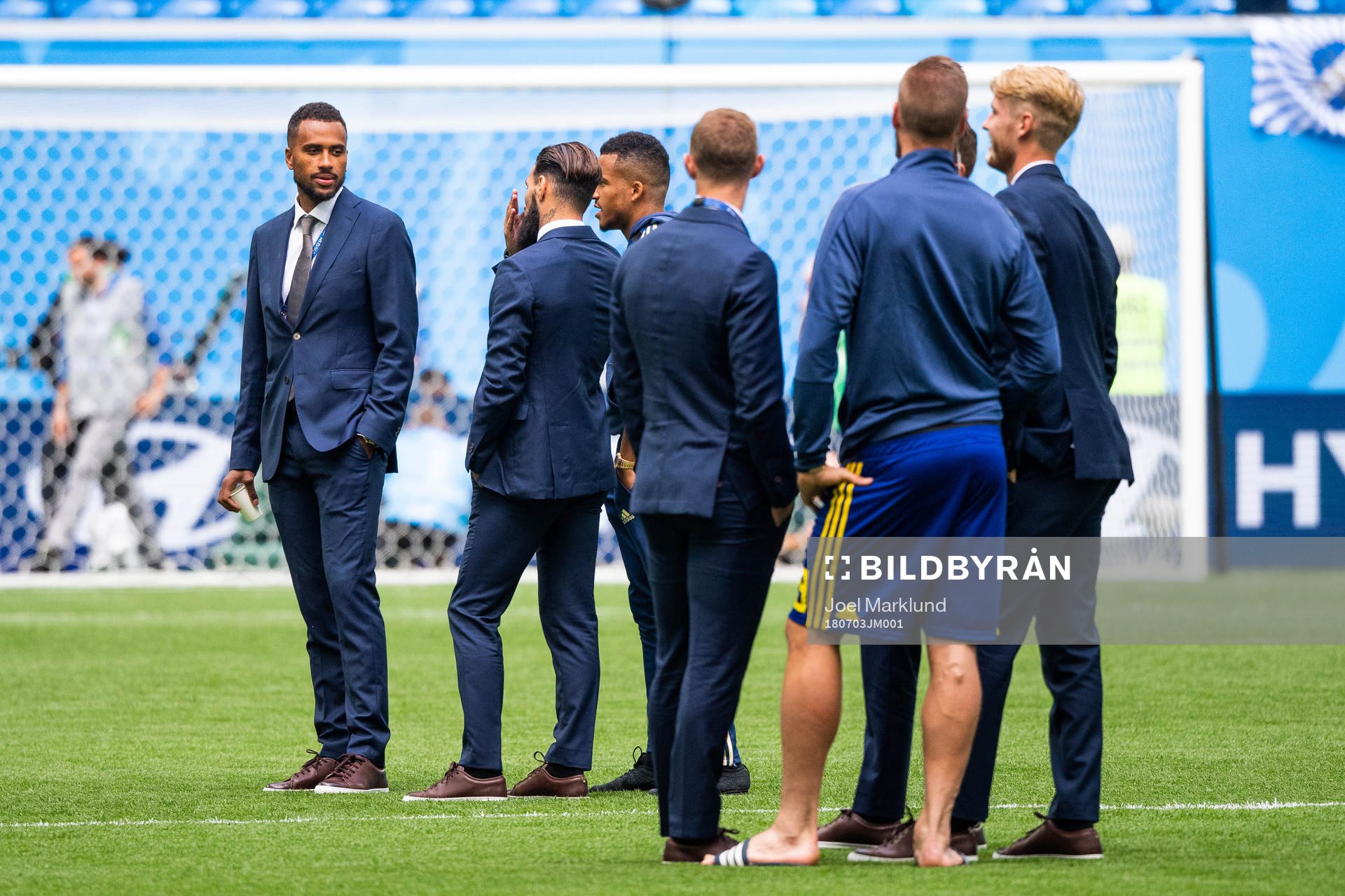 Isaac Kiese Thelin inspects the pitch prior to the FIFA