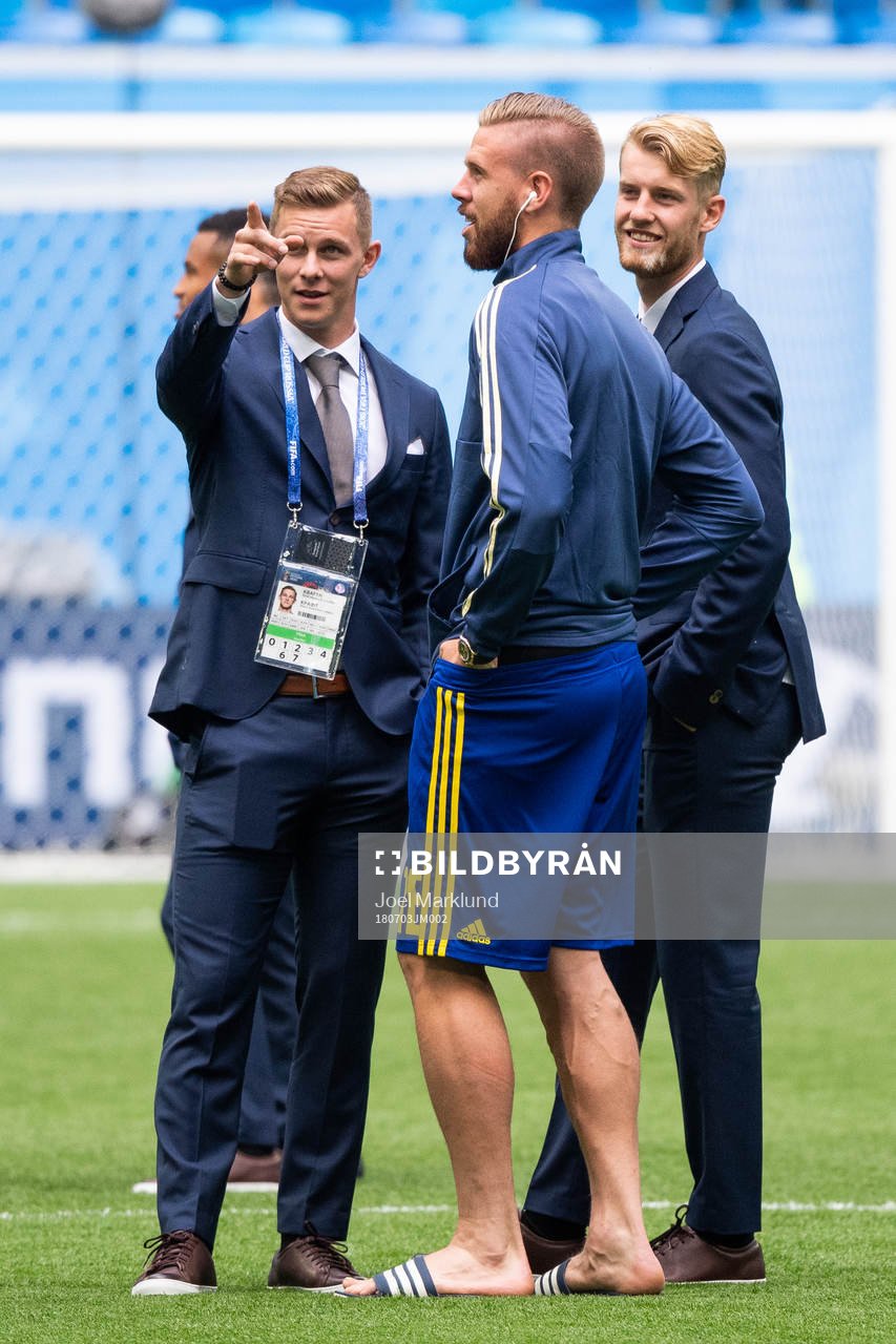 Emil Krafth, Pontus Jansson and Filip Helander of Sweden