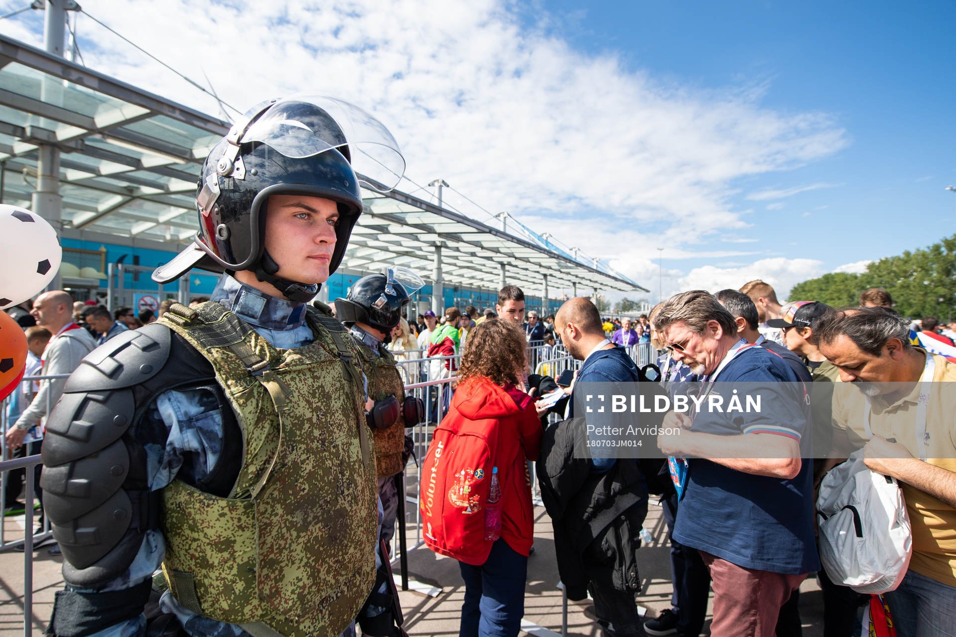 Security personel outside the arena prior to the FIFA World