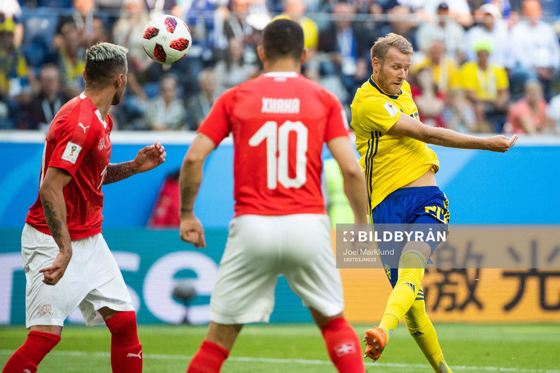 Ola Toivonen of Sweden with a chance to score