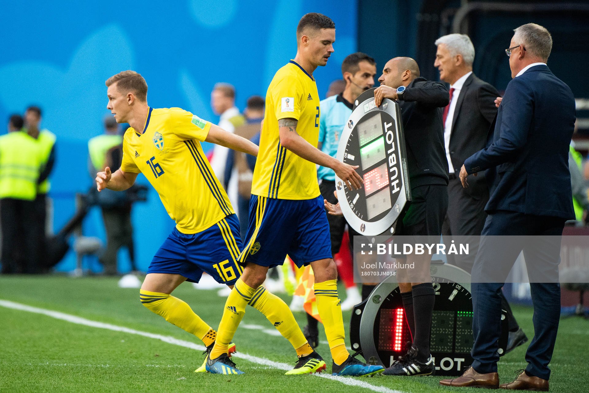 Emil Krafth is substituted for Mikael Lustig of Sweden